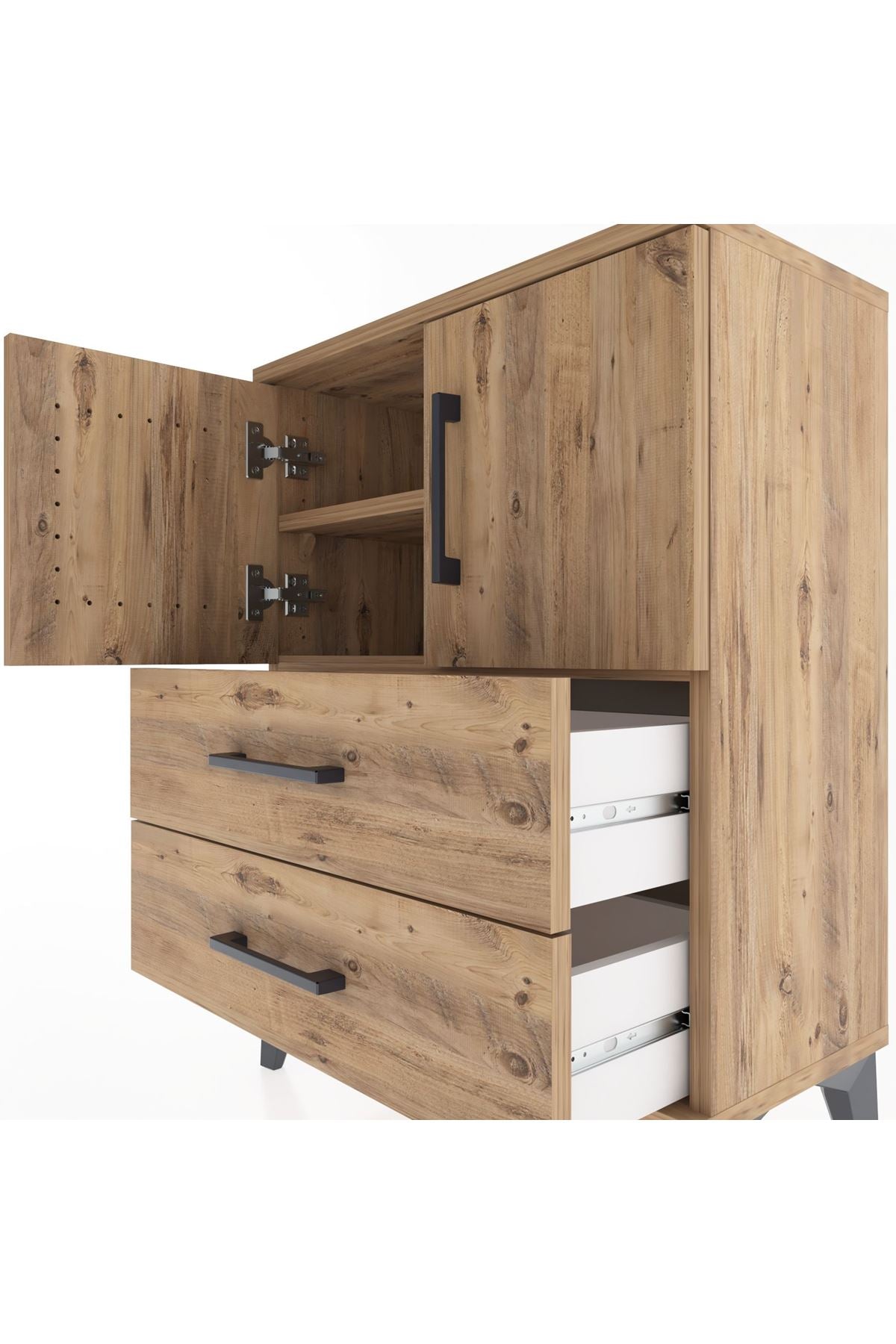 Arges Komodin 2 Raflı 2 Çekmeceli 2 Kapaklı 60x30x80 - S13M015V9A
