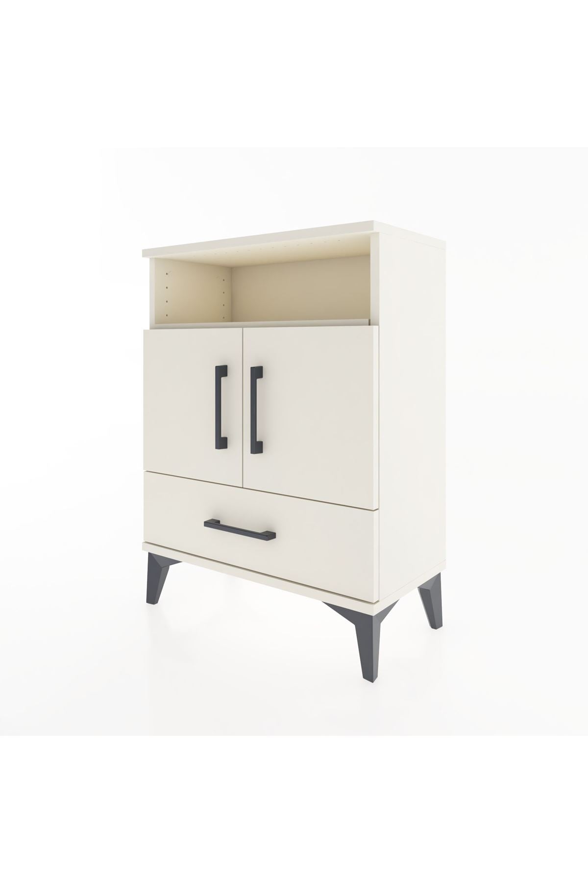 Arges Komodin 3 Raflı Tek Çekmeceli 2 Kapaklı 60x30x80 - S13M017V1A
