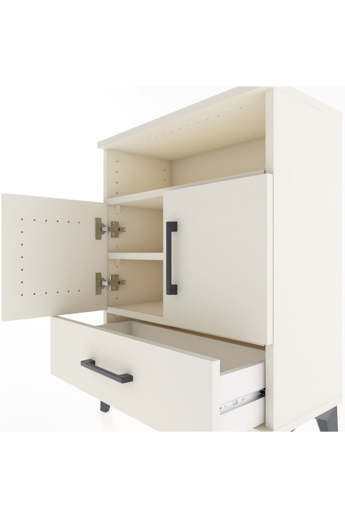 Arges Komodin 3 Raflı Tek Çekmeceli 2 Kapaklı 60x30x80 - S13M017V1A