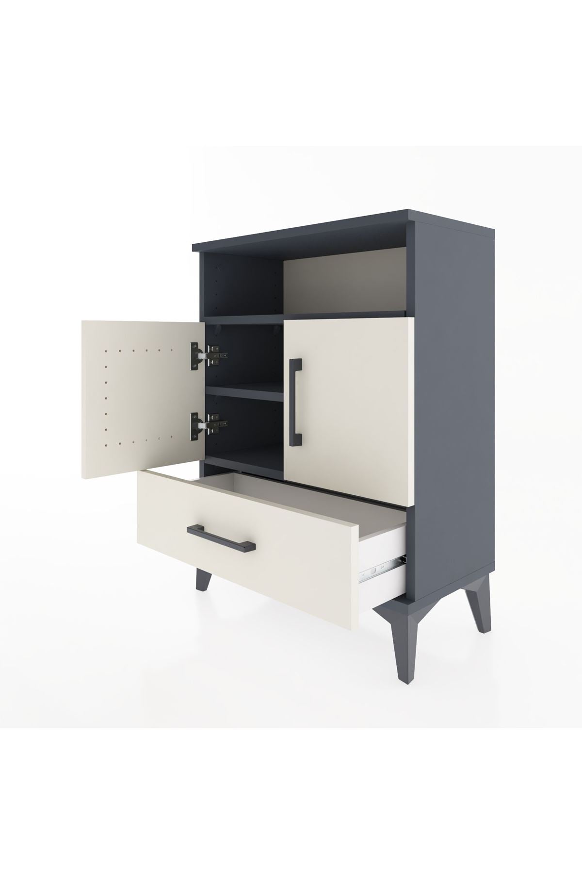 Arges Komodin 3 Raflı Tek Çekmeceli 2 Kapaklı 60x30x80 - S13M017V4A