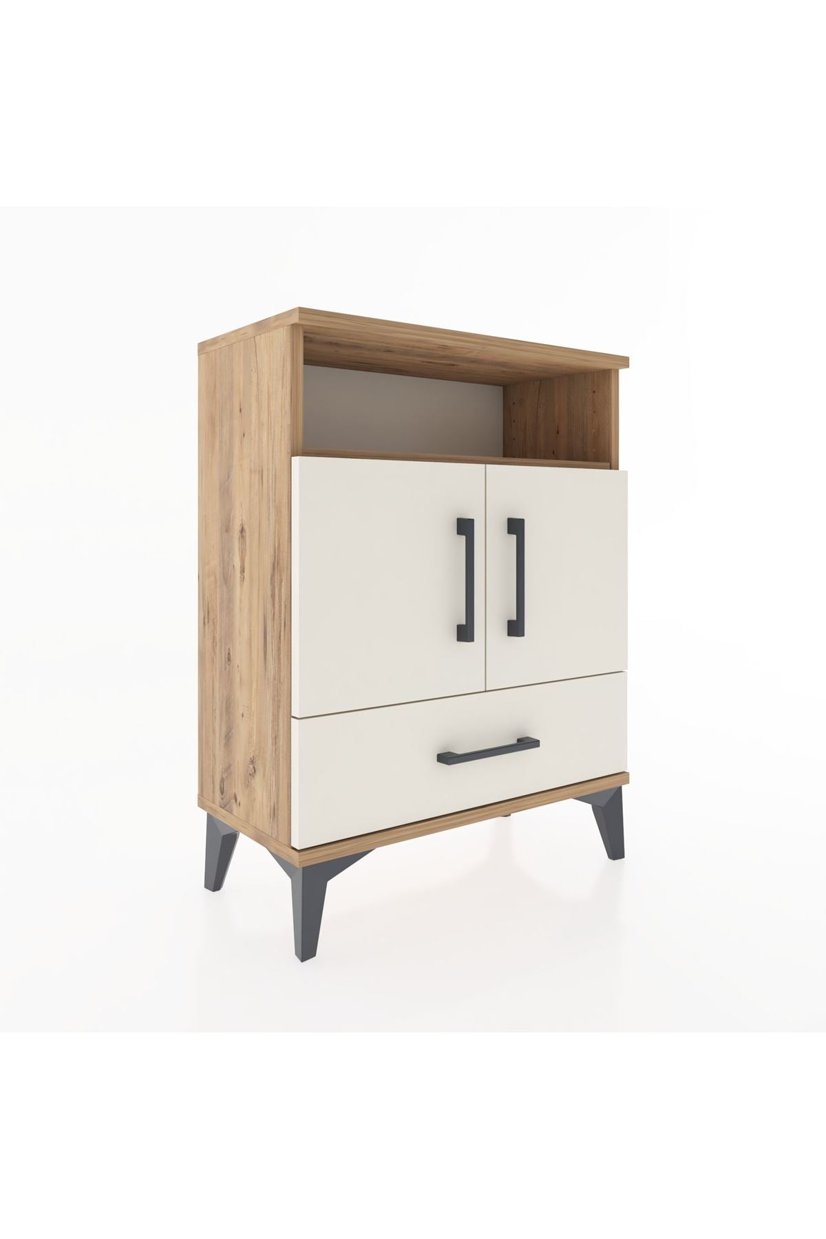 Arges Komodin 3 Raflı Tek Çekmeceli 2 Kapaklı 60x30x80 - S13M017V7A