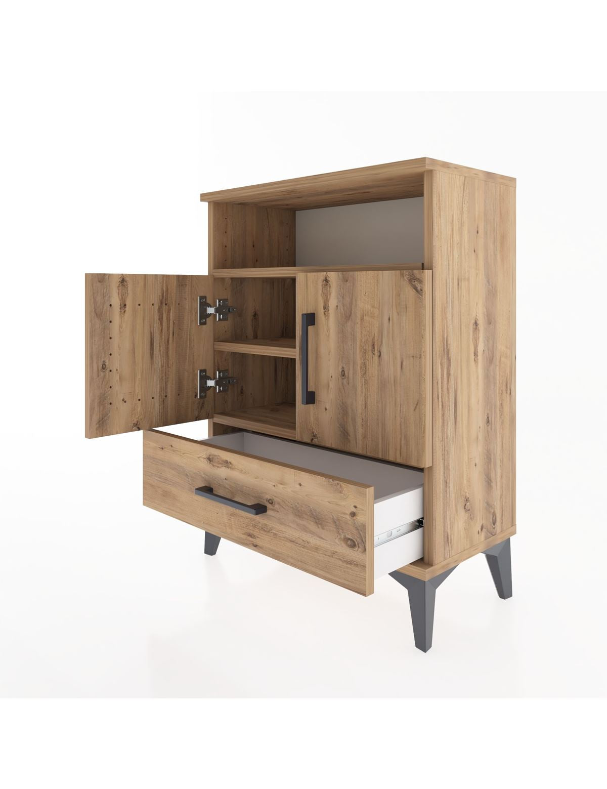 Arges Komodin 3 Raflı Tek Çekmeceli 2 Kapaklı 60x30x80 - S13M017V9A