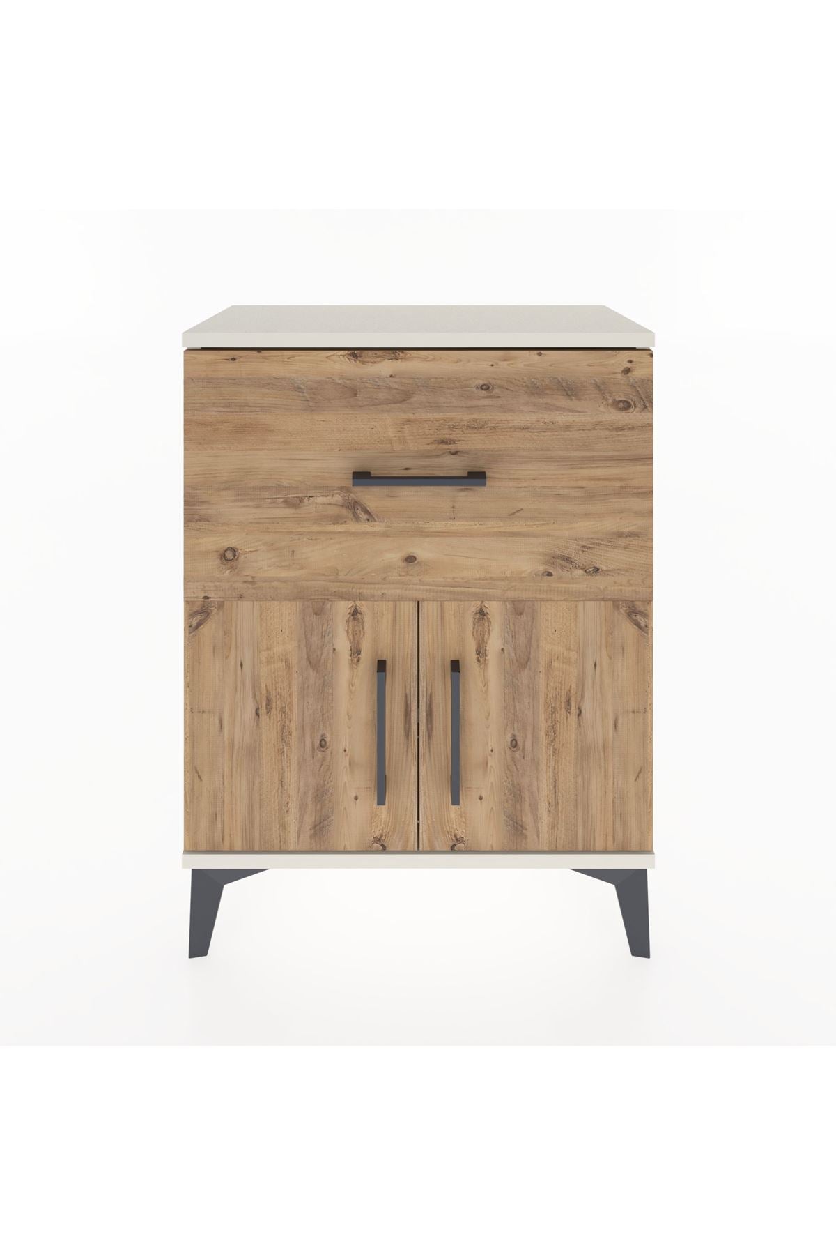 Arges Komodin Tek Raflı Tek Çekmeceli 2 Kapaklı 60x30x80 - S13M018V3A