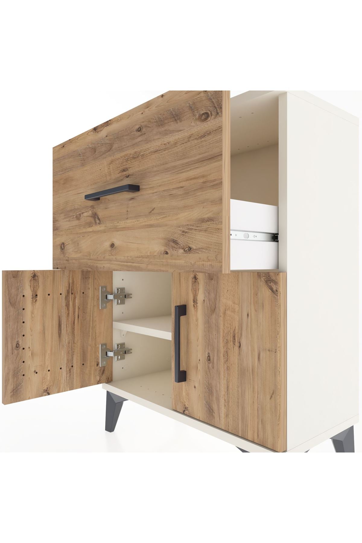Arges Komodin Tek Raflı Tek Çekmeceli 2 Kapaklı 60x30x80 - S13M018V3A