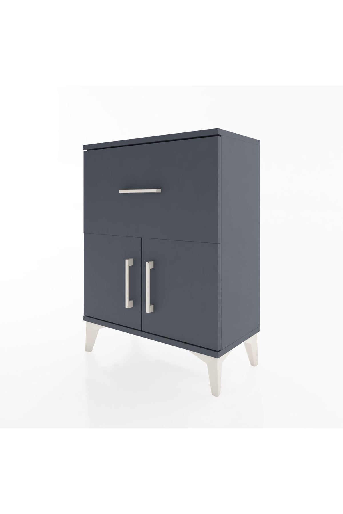Arges Komodin Tek Raflı Tek Çekmeceli 2 Kapaklı 60x30x80 - S13M018V5A