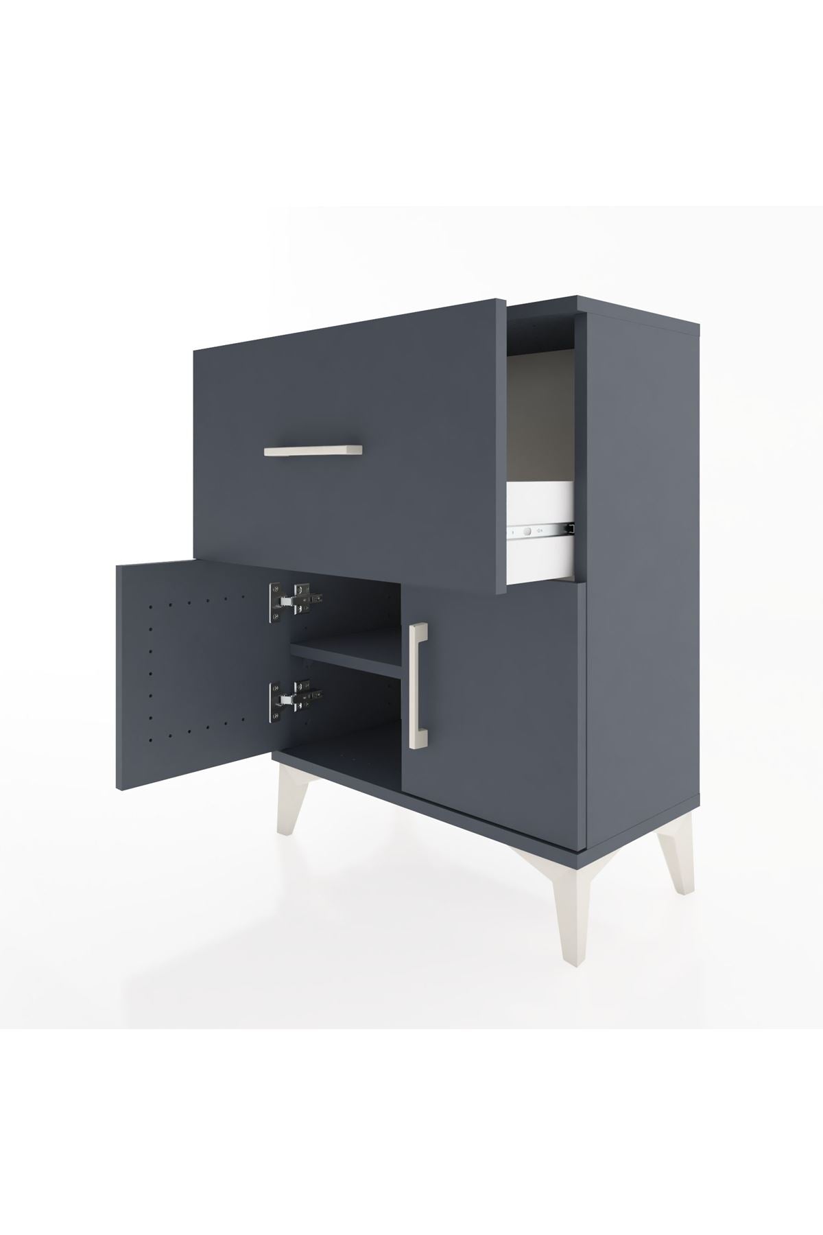 Arges Komodin Tek Raflı Tek Çekmeceli 2 Kapaklı 60x30x80 - S13M018V5A
