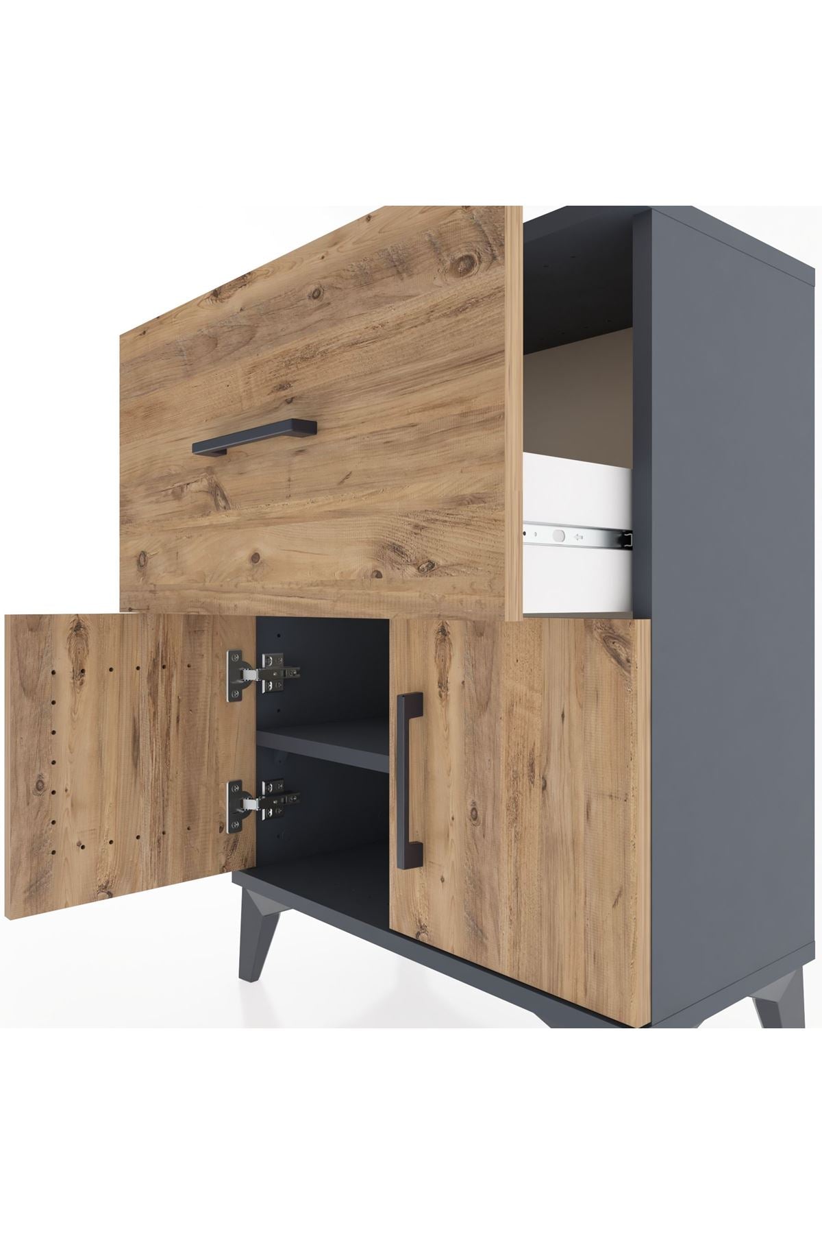 Arges Komodin Tek Raflı Tek Çekmeceli 2 Kapaklı 60x30x80 - S13M018V6A