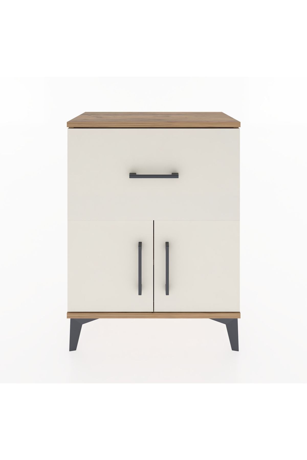 Arges Komodin Tek Raflı Tek Çekmeceli 2 Kapaklı 60x30x80 - S13M018V7A