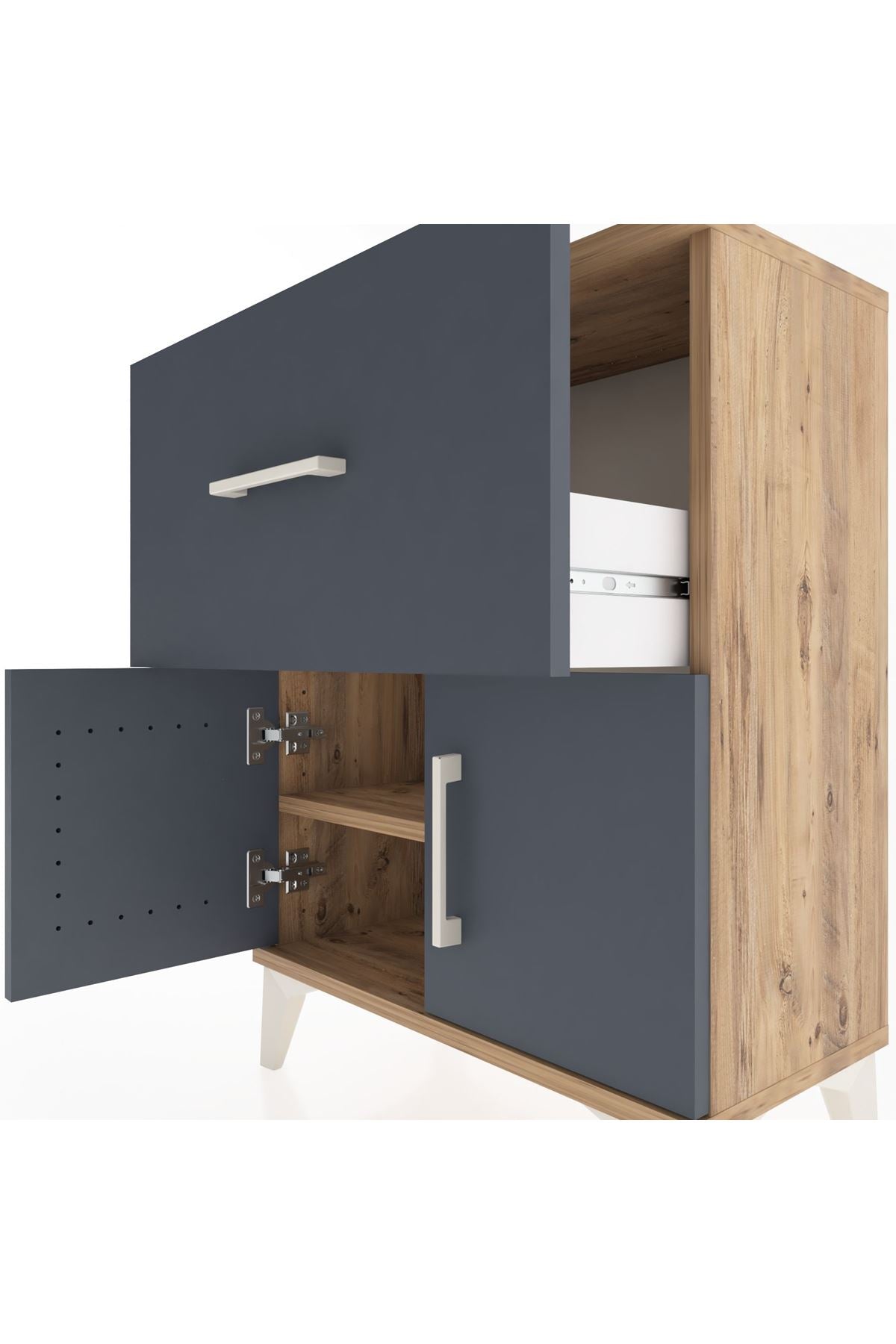 Arges Komodin Tek Raflı Tek Çekmeceli 2 Kapaklı 60x30x80 - S13M018V8A