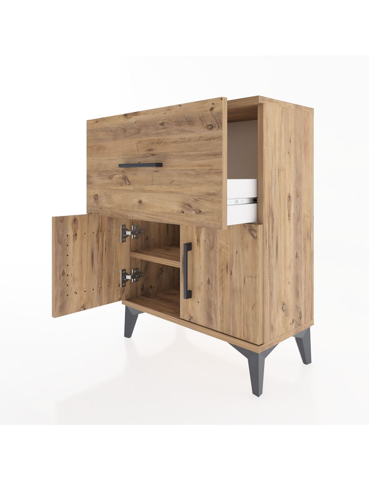 Arges Komodin Tek Raflı Tek Çekmeceli 2 Kapaklı 60x30x80 - S13M018V9A