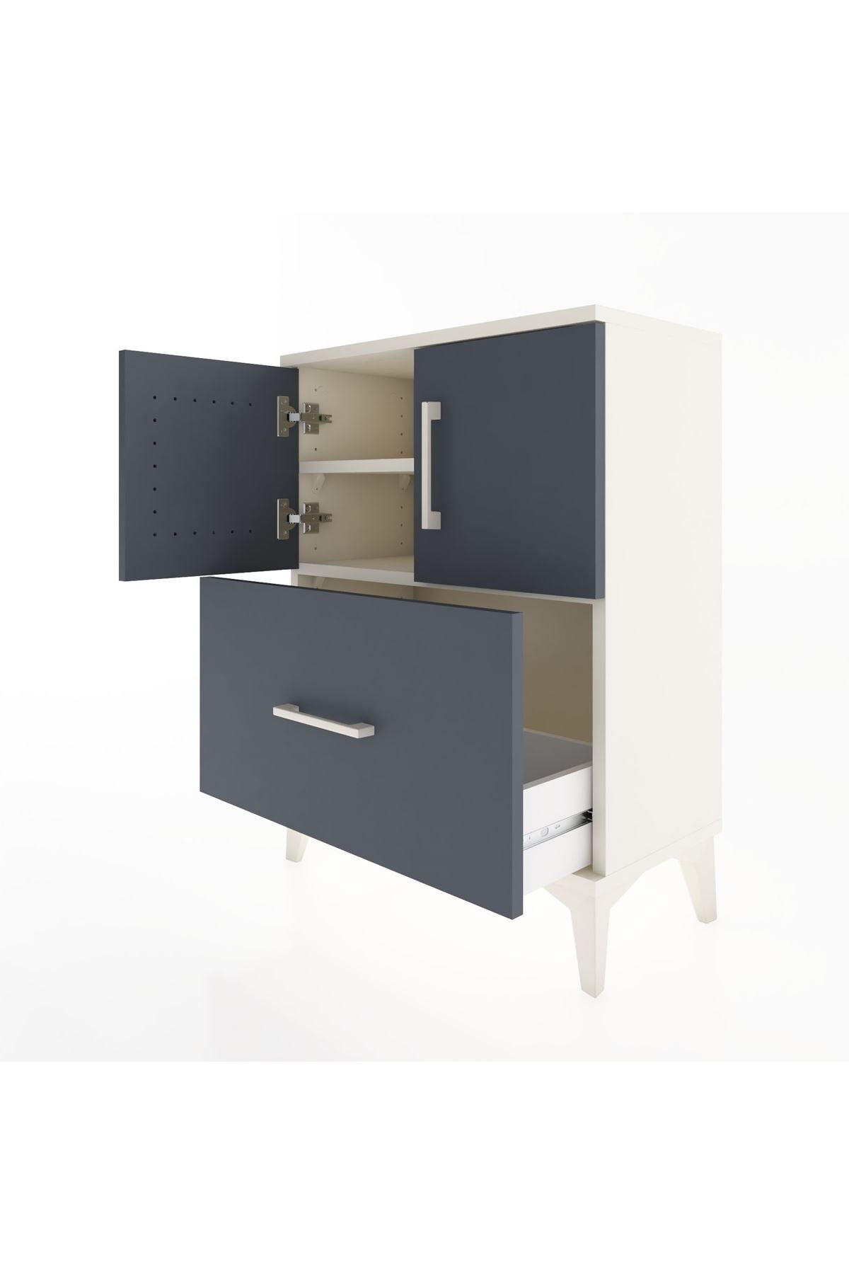 Arges Komodin 2 Raflı Tek Çekmeceli 2 Kapaklı 60x30x80 - S13M019V2A