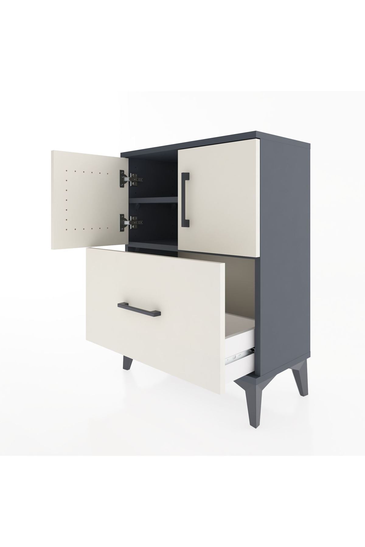 Arges Komodin 2 Raflı Tek Çekmeceli 2 Kapaklı 60x30x80 - S13M019V4A