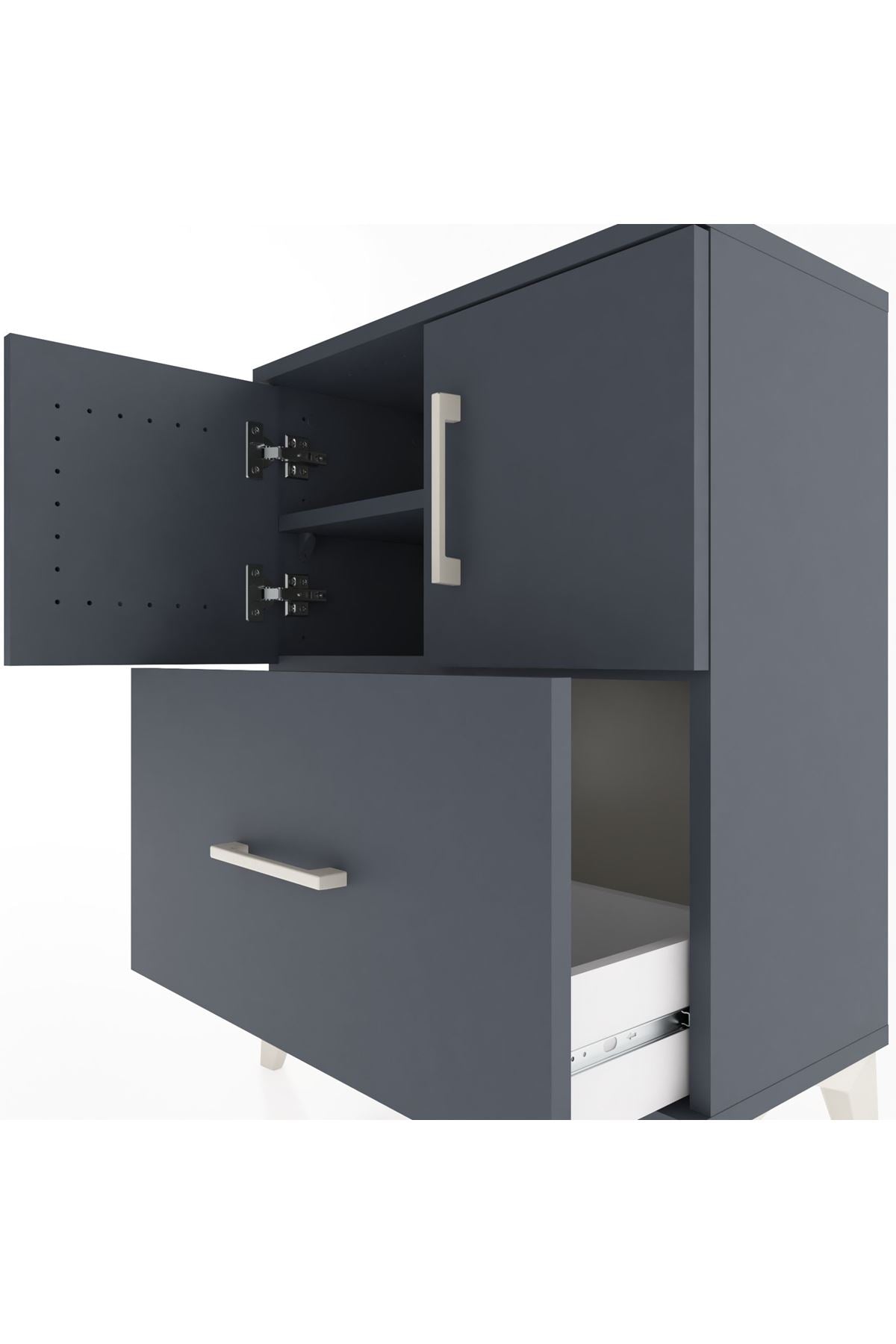 Arges Komodin 2 Raflı Tek Çekmeceli 2 Kapaklı 60x30x80 - S13M019V5A