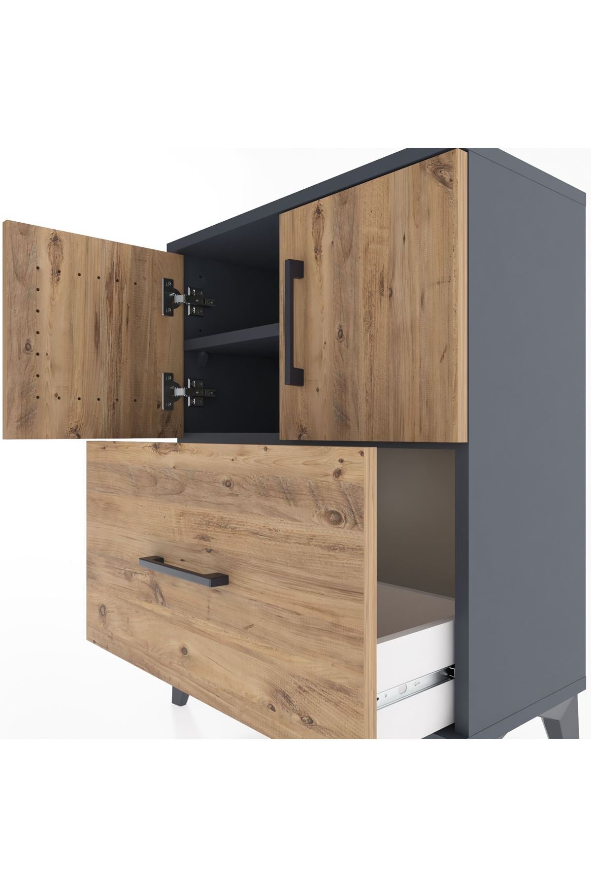 Arges Komodin 2 Raflı Tek Çekmeceli 2 Kapaklı 60x30x80 - S13M019V6A