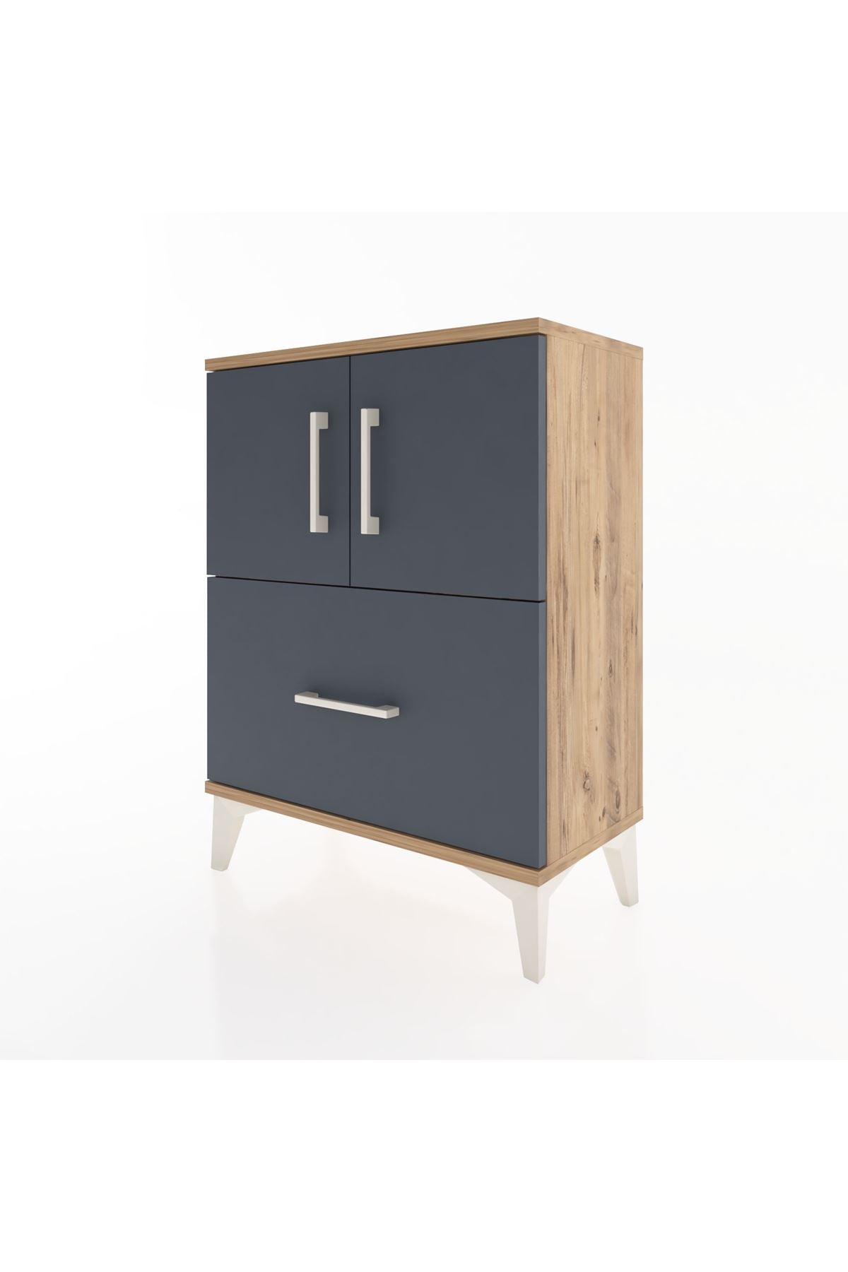 Arges Komodin 2 Raflı Tek Çekmeceli 2 Kapaklı 60x30x80 - S13M019V8A