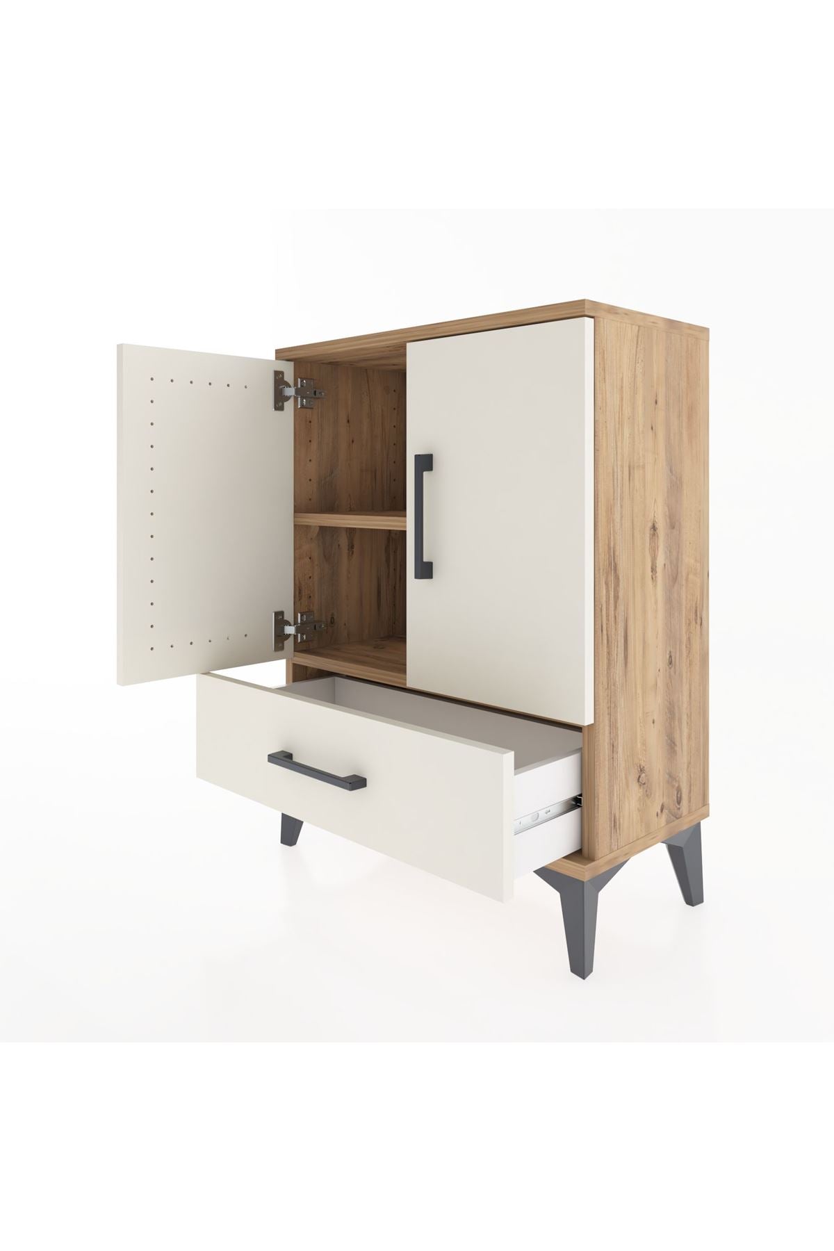 Arges Komodin 2 Raflı Tek Çekmeceli Tek Kapaklı 60x30x80 - S13M020V7A
