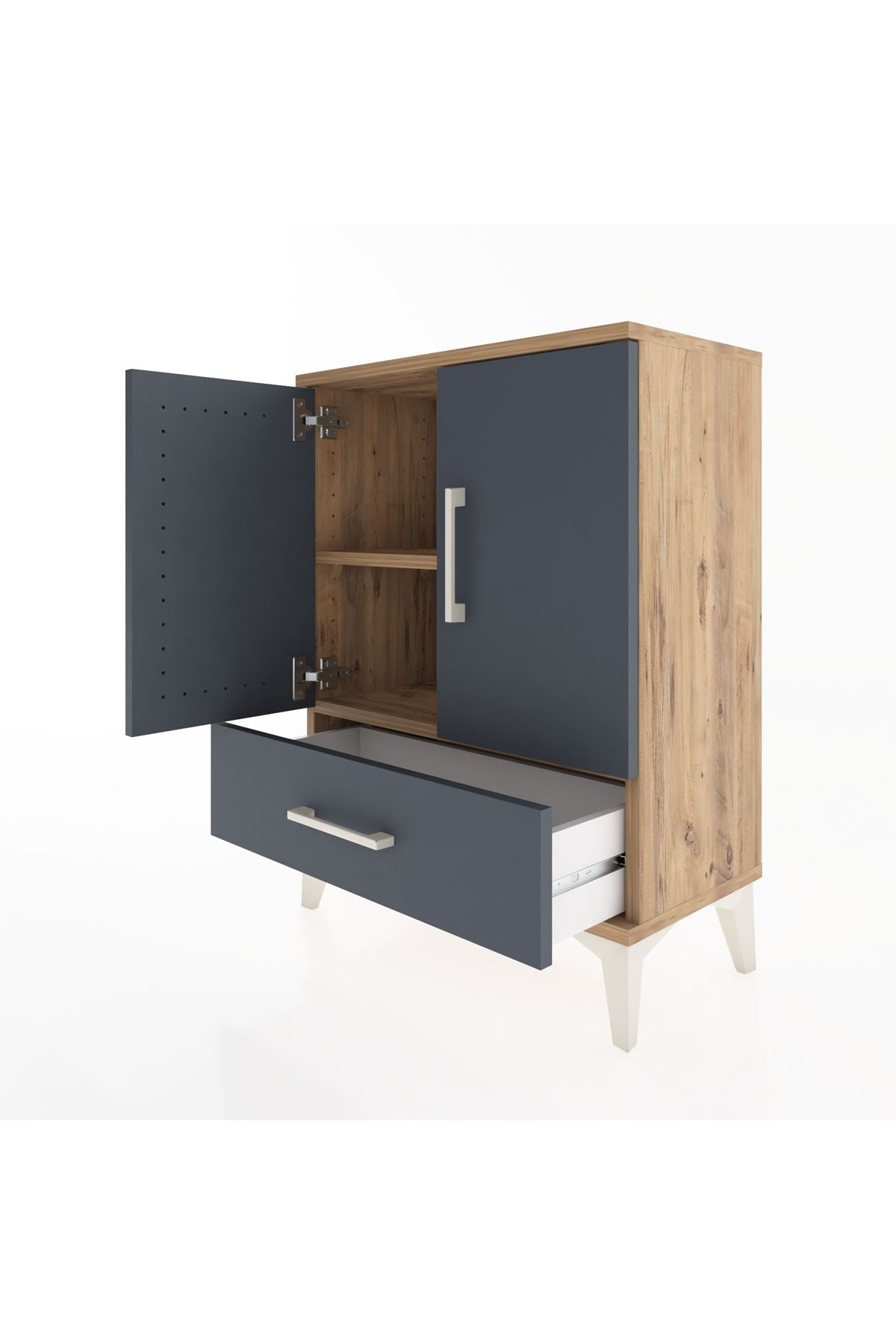 Arges Komodin 2 Raflı Tek Çekmeceli Tek Kapaklı 60x30x80 - S13M020V8A