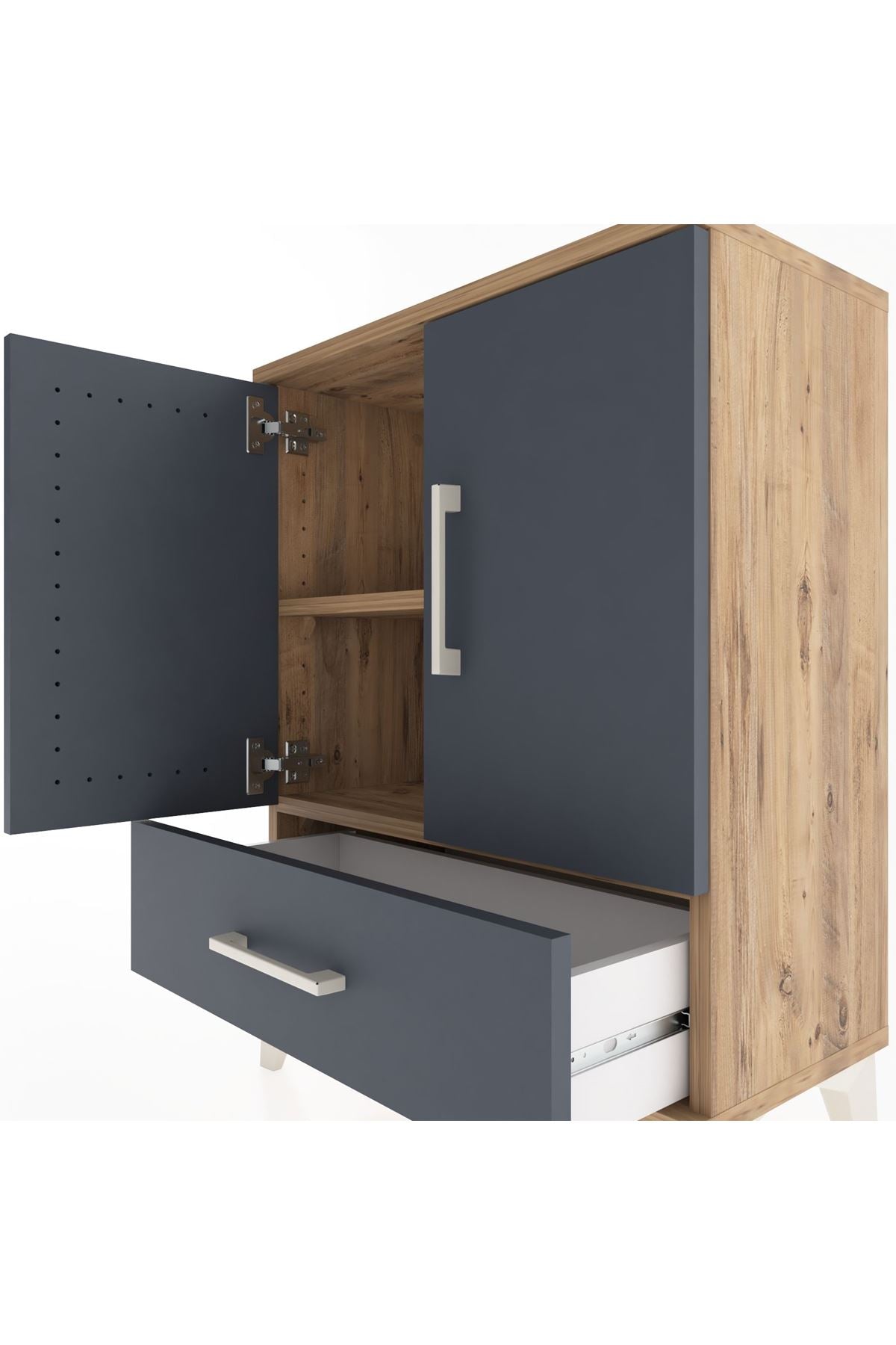 Arges Komodin 2 Raflı Tek Çekmeceli Tek Kapaklı 60x30x80 - S13M020V8A
