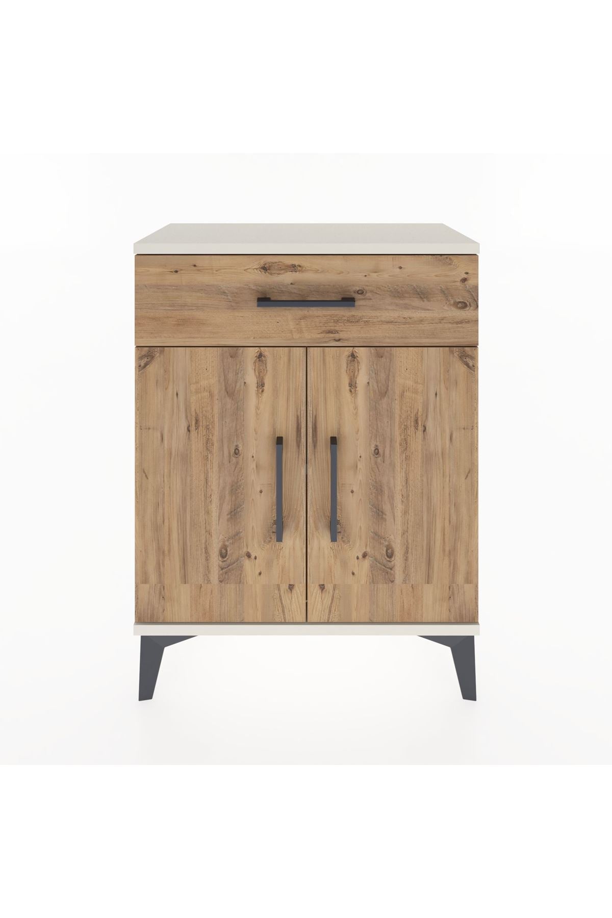 Arges Komodin Tek Raflı Tek Çekmeceli 2 Kapaklı 60x30x80 - S13M021V3A