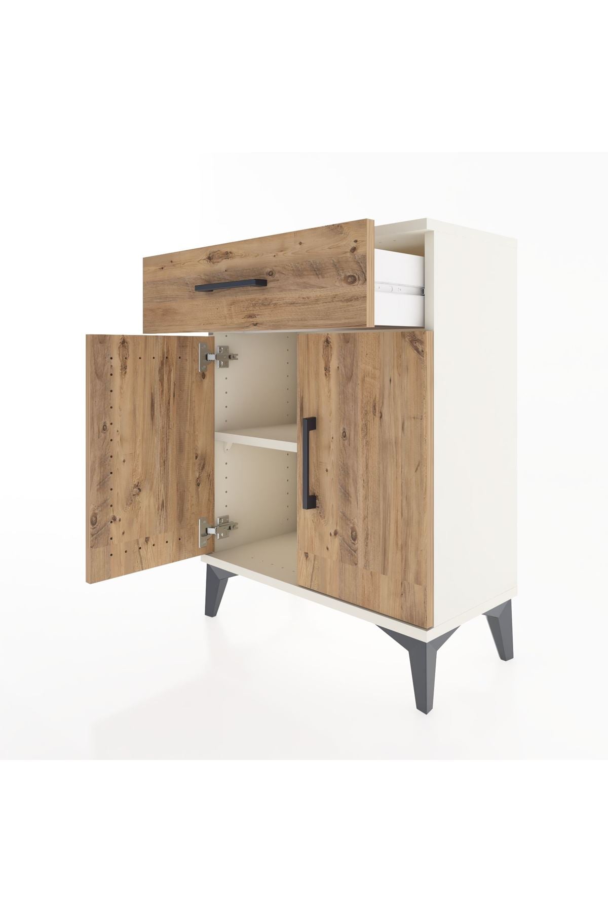 Arges Komodin Tek Raflı Tek Çekmeceli 2 Kapaklı 60x30x80 - S13M021V3A