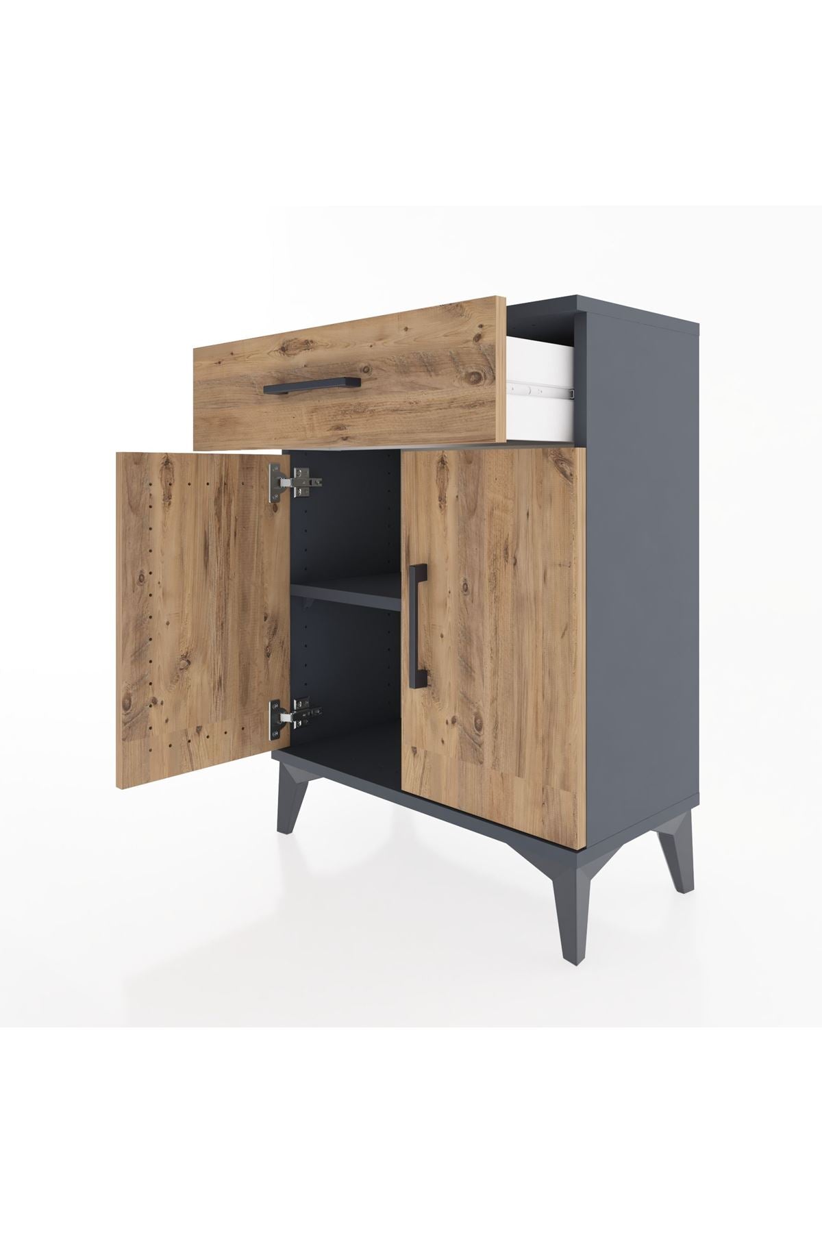 Arges Komodin Tek Raflı Tek Çekmeceli 2 Kapaklı 60x30x80 - S13M021V6A
