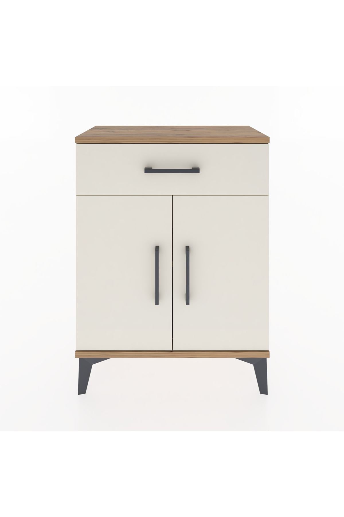 Arges Komodin Tek Raflı Tek Çekmeceli 2 Kapaklı 60x30x80 - S13M021V7A