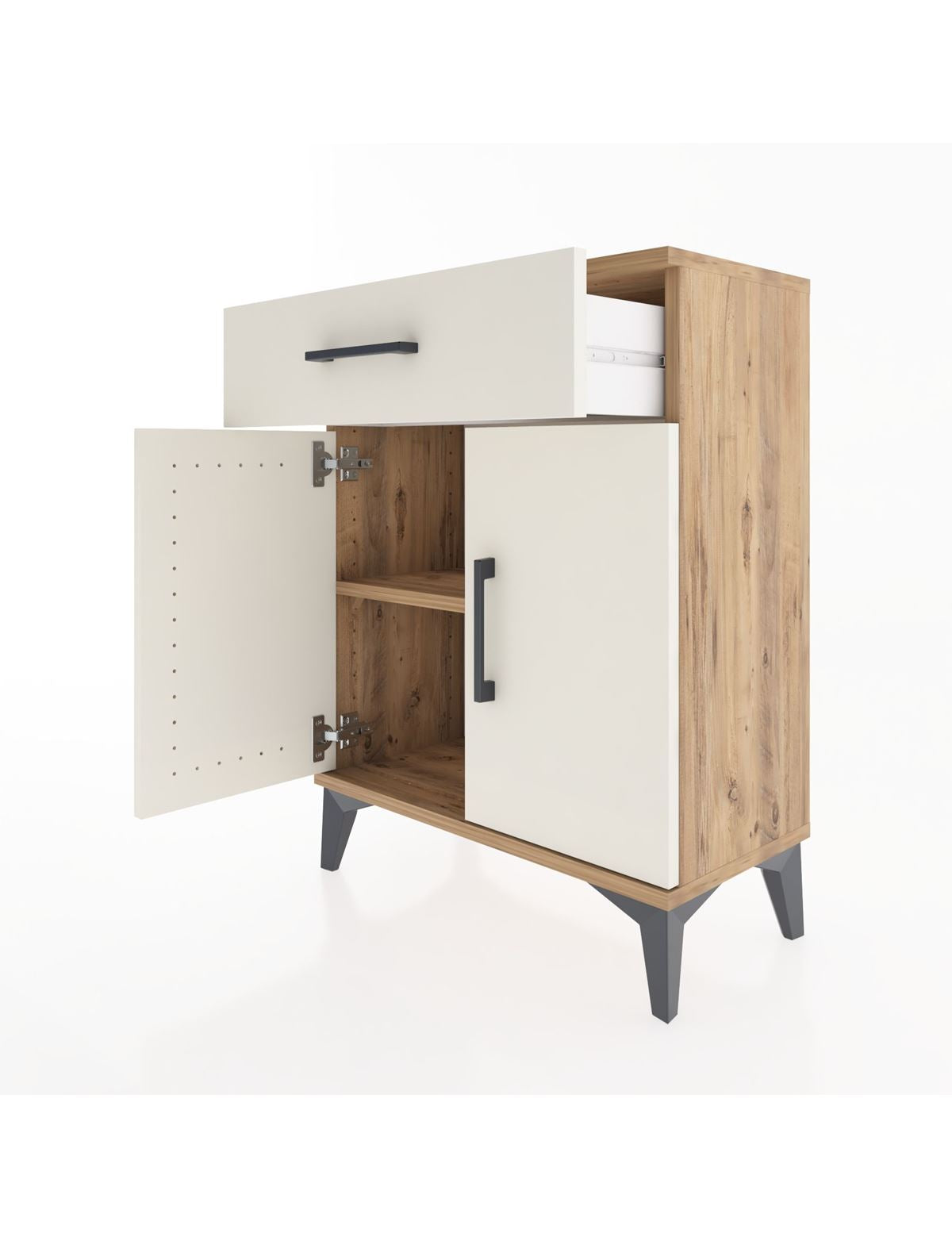 Arges Komodin Tek Raflı Tek Çekmeceli 2 Kapaklı 60x30x80 - S13M021V7A