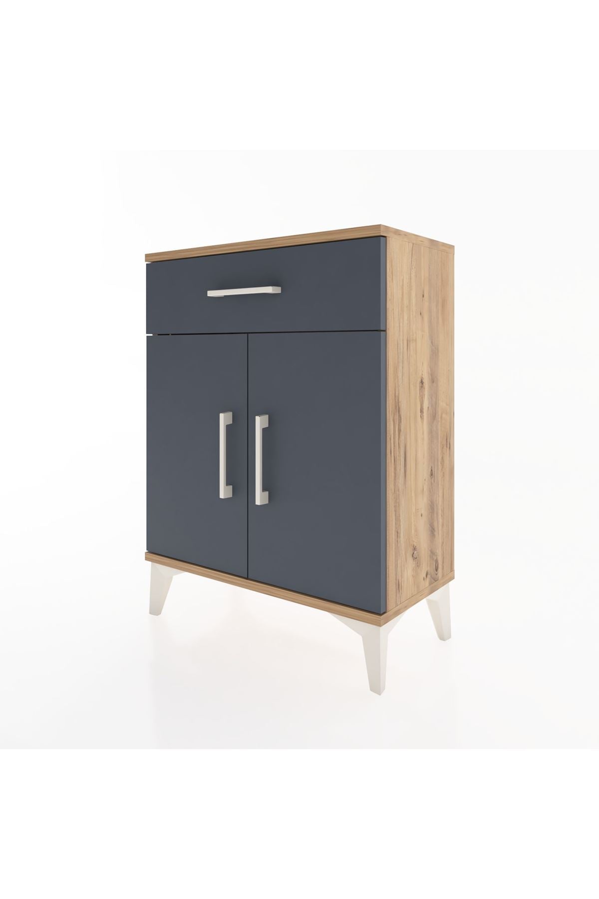 Arges Komodin Tek Raflı Tek Çekmeceli 2 Kapaklı 60x30x80 - S13M021V8A