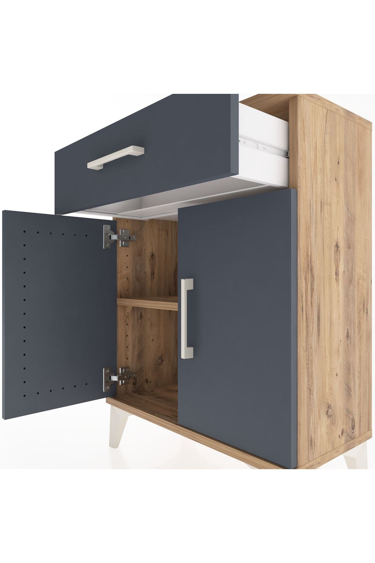 Arges Komodin Tek Raflı Tek Çekmeceli 2 Kapaklı 60x30x80 - S13M021V8A