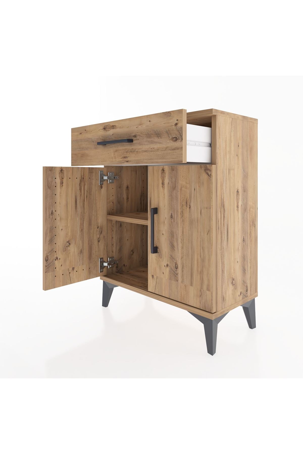 Arges Komodin Tek Raflı Tek Çekmeceli 2 Kapaklı 60x30x80 - S13M021V9A