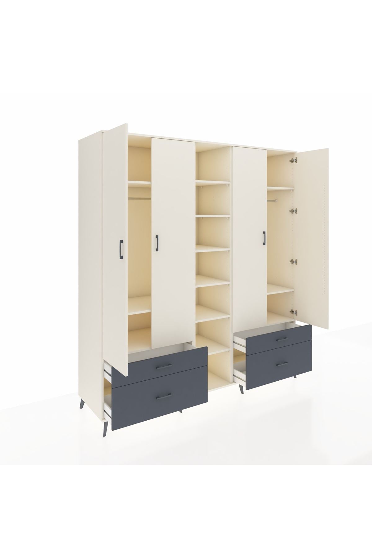 Kronos Dolap 12 Raflı 4 Çekmeceli 2 Askılı 220x59x243 - S784M001V05C