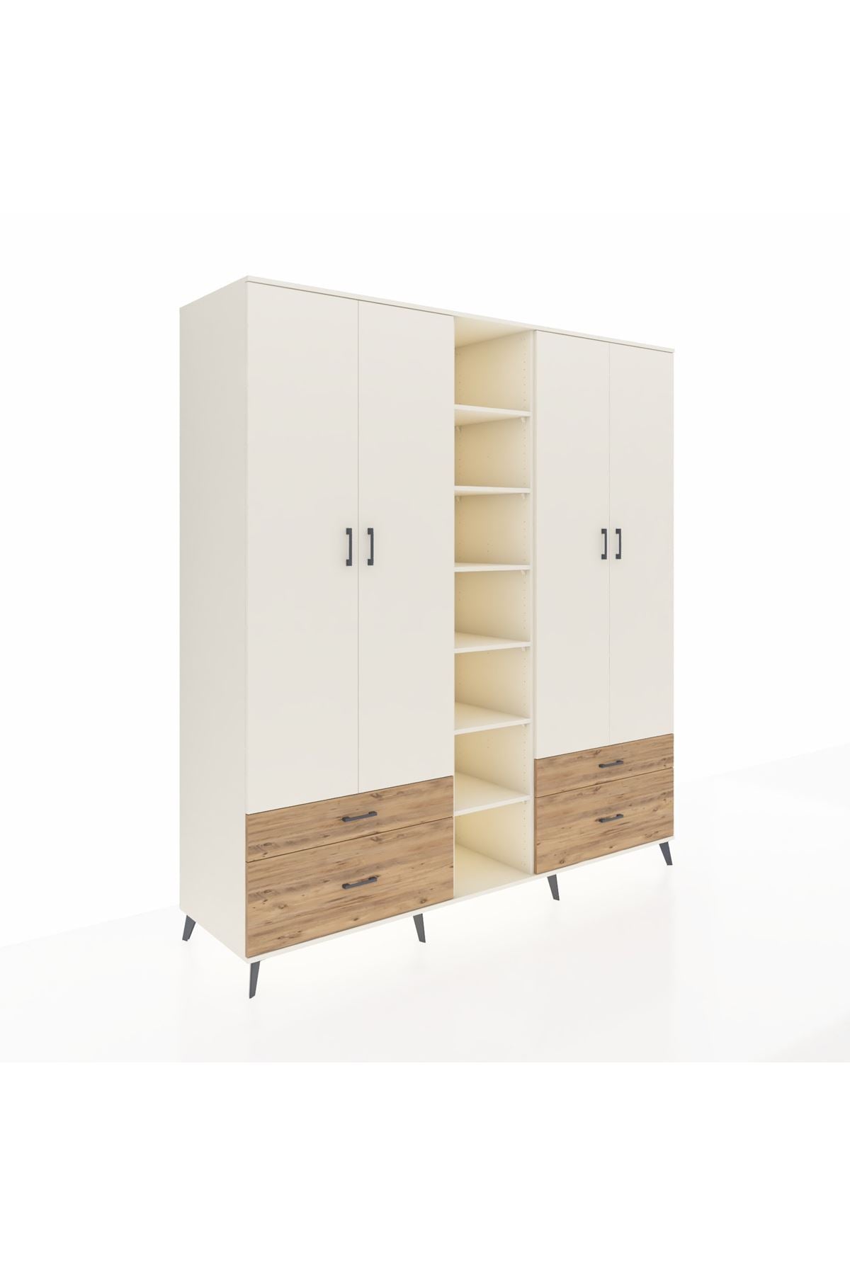 Kronos Dolap 12 Raflı 4 Çekmeceli 2 Askılı 220x59x243 - S784M001V06C