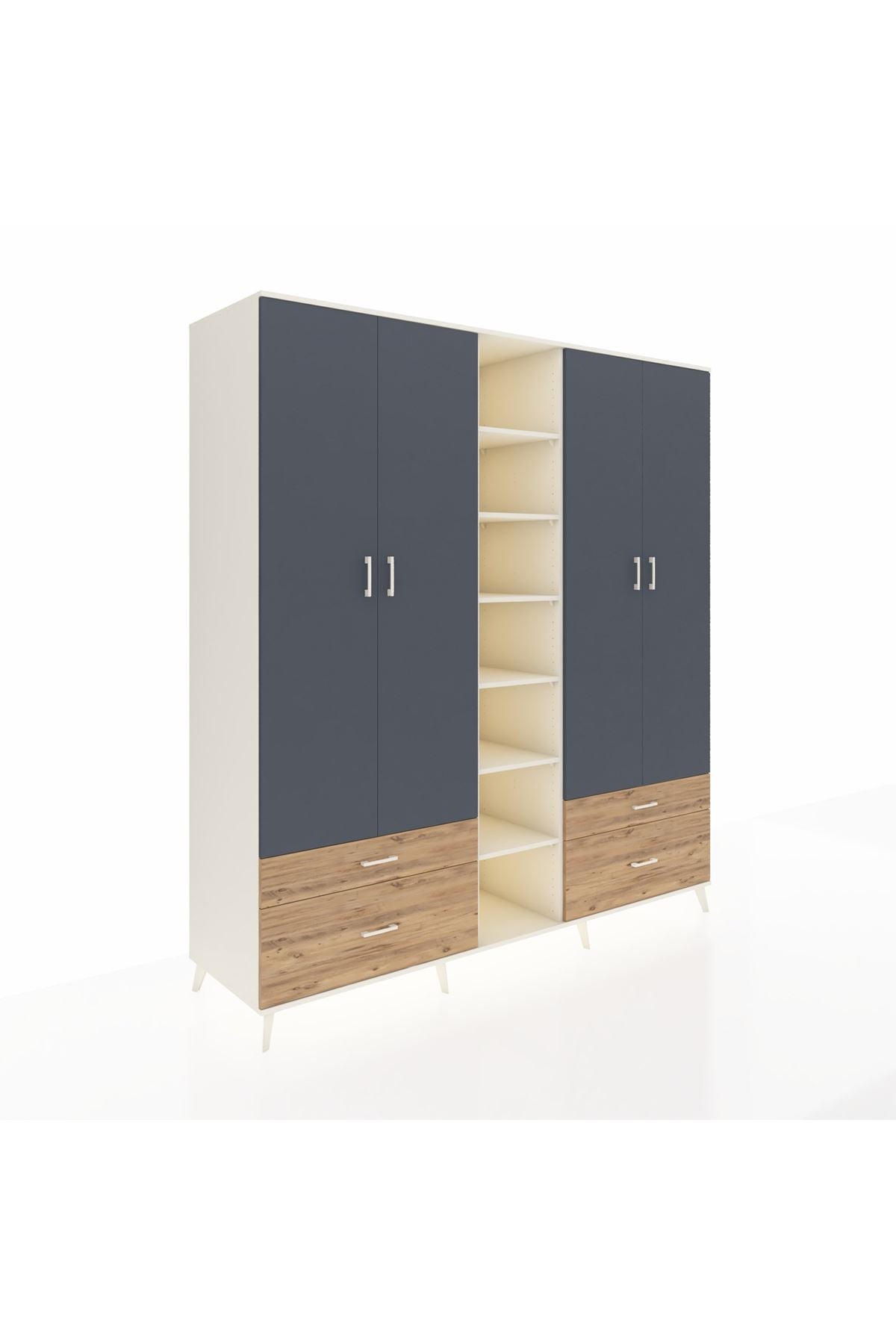 Kronos Dolap 12 Raflı 4 Çekmeceli 2 Askılı 220x59x243 - S784M001V09C