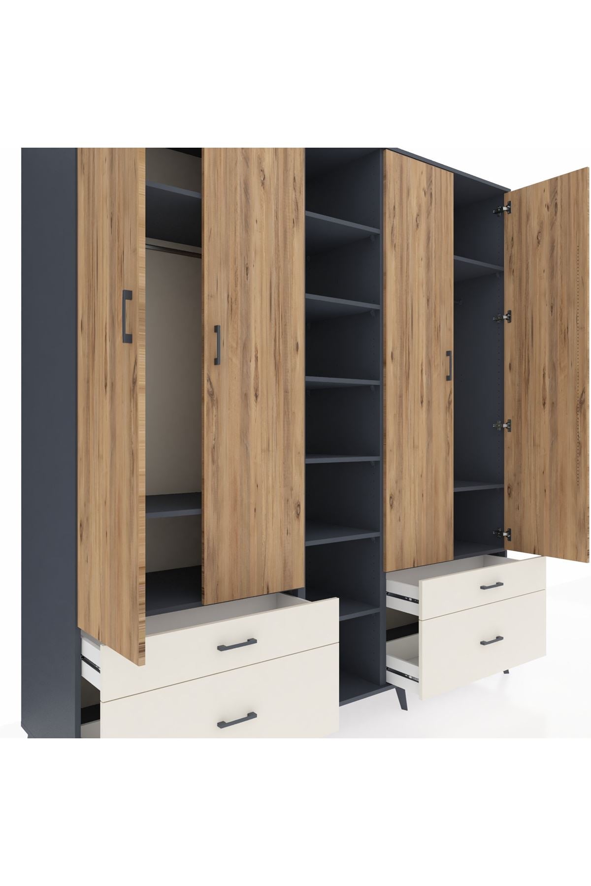Kronos Dolap 12 Raflı 4 Çekmeceli 2 Askılı 220x59x243 - S784M001V10C