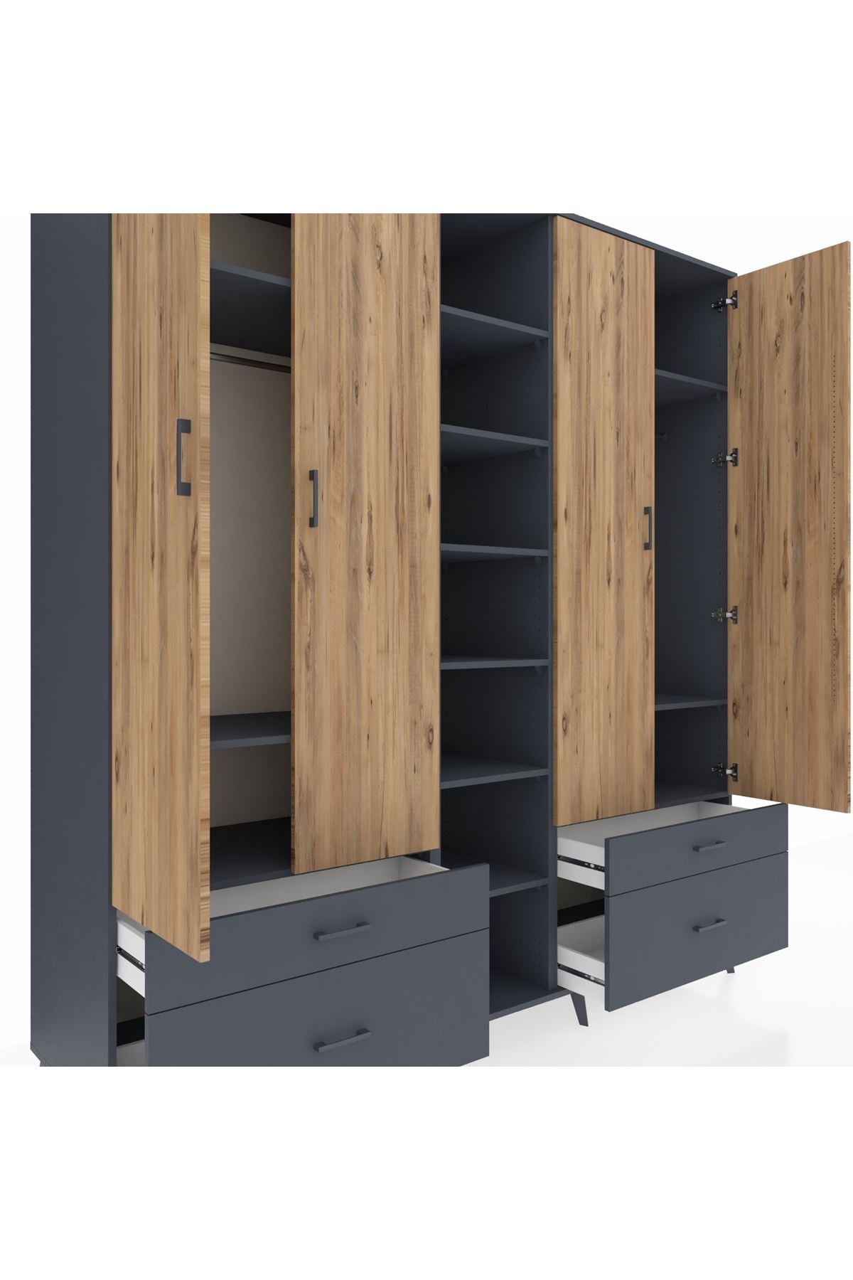 Kronos Dolap 12 Raflı 4 Çekmeceli 2 Askılı 220x59x243 - S784M001V11C