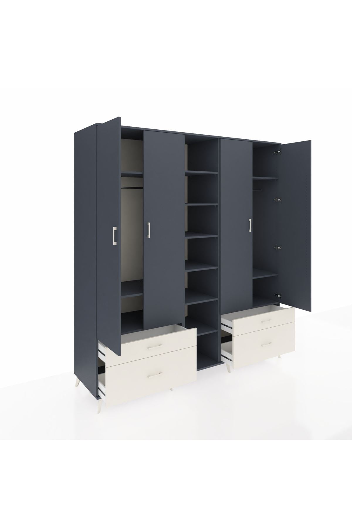 Kronos Dolap 12 Raflı 4 Çekmeceli 2 Askılı 220x59x243 - S784M001V16C