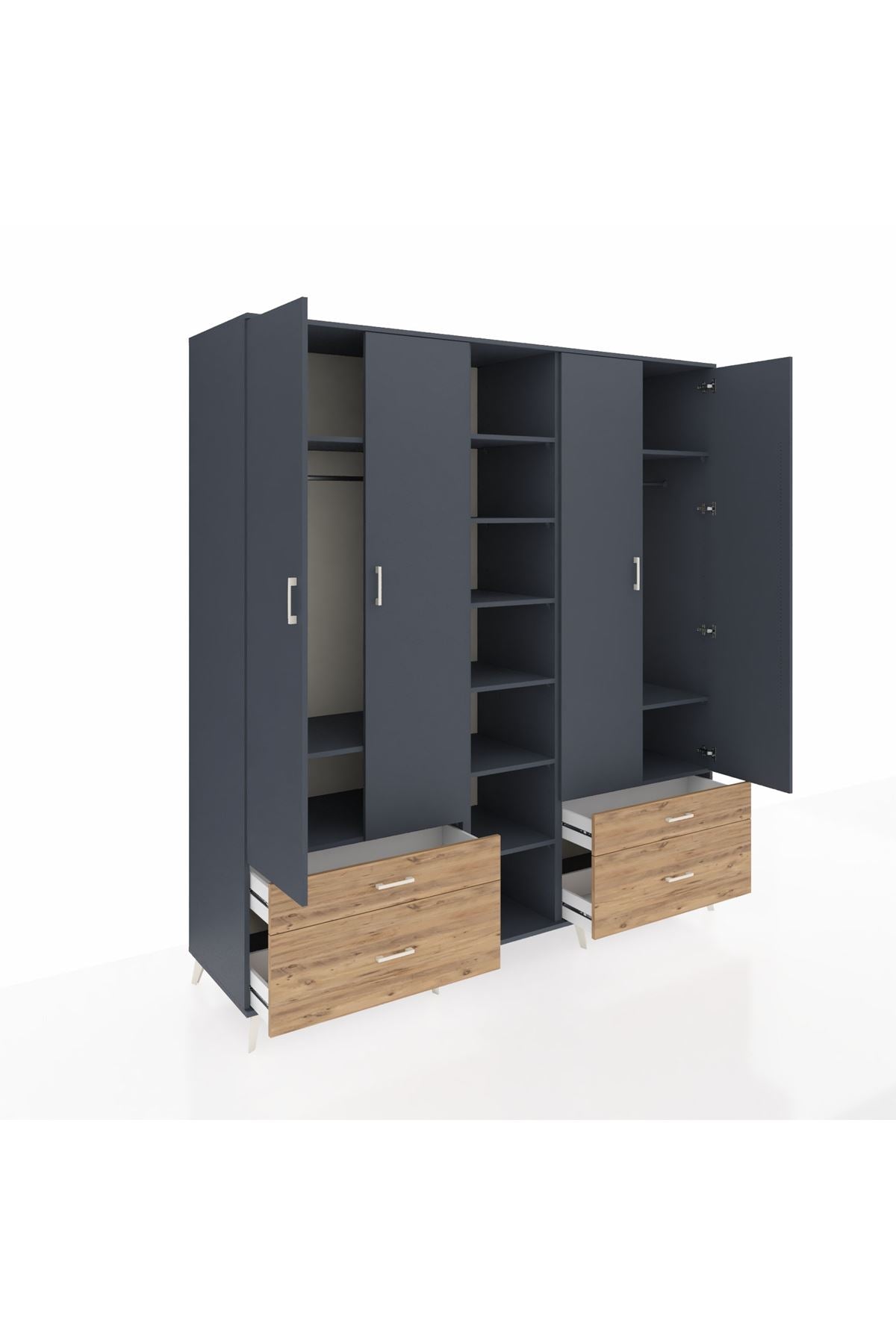 Kronos Dolap 12 Raflı 4 Çekmeceli 2 Askılı 220x59x243 - S784M001V18C
