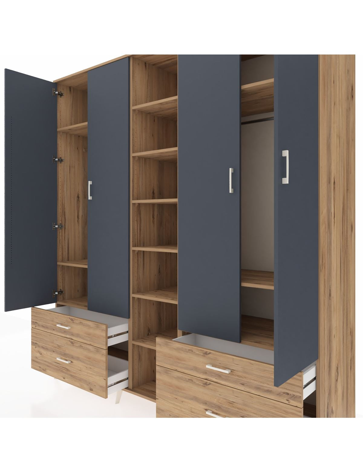 Kronos Dolap 12 Raflı 4 Çekmeceli 2 Askılı 220x59x243 - S784M001V27C