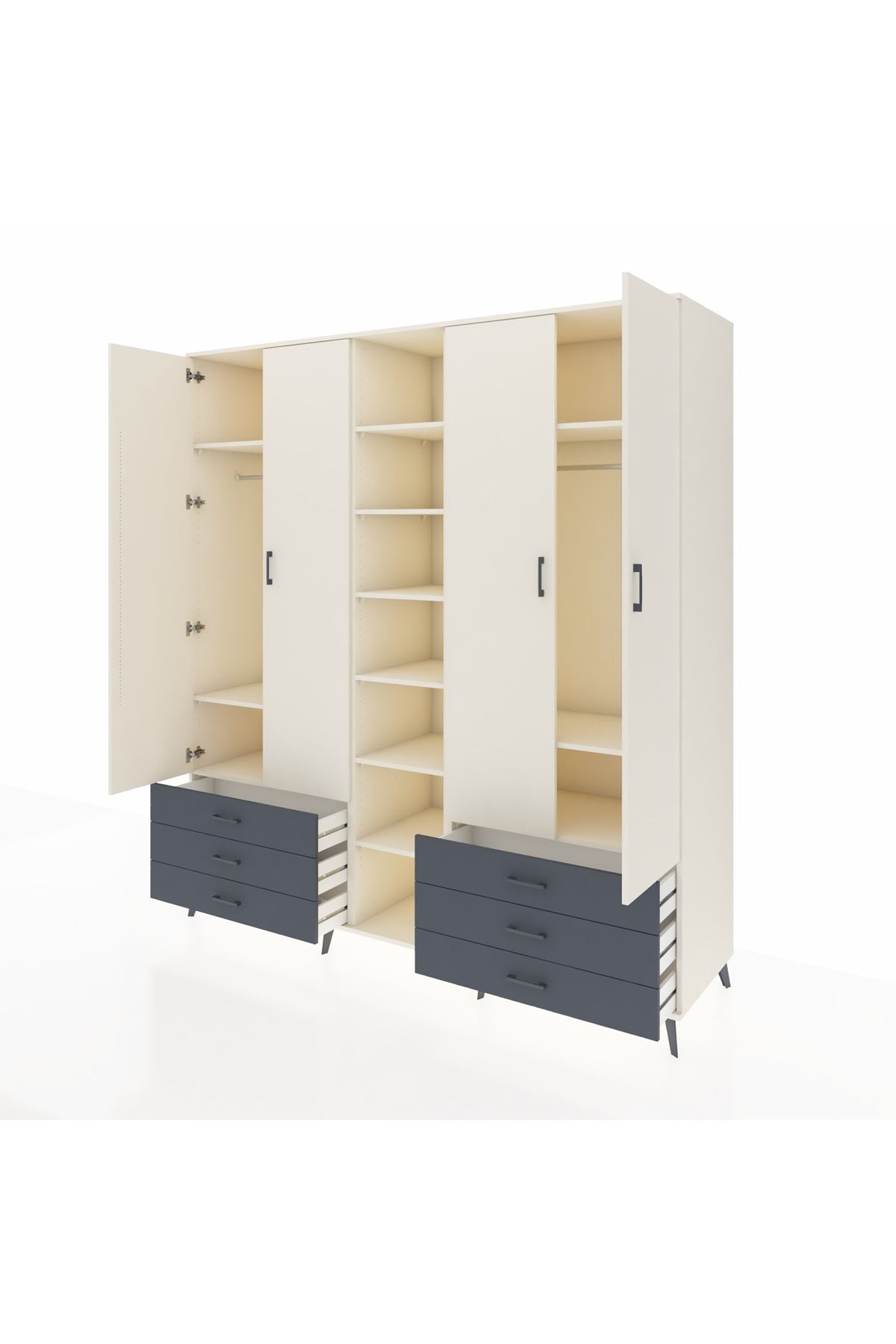 Kronos Dolap 13 Raflı 6 Çekmeceli 2 Askılı 220x59x243 - S784M002V05C