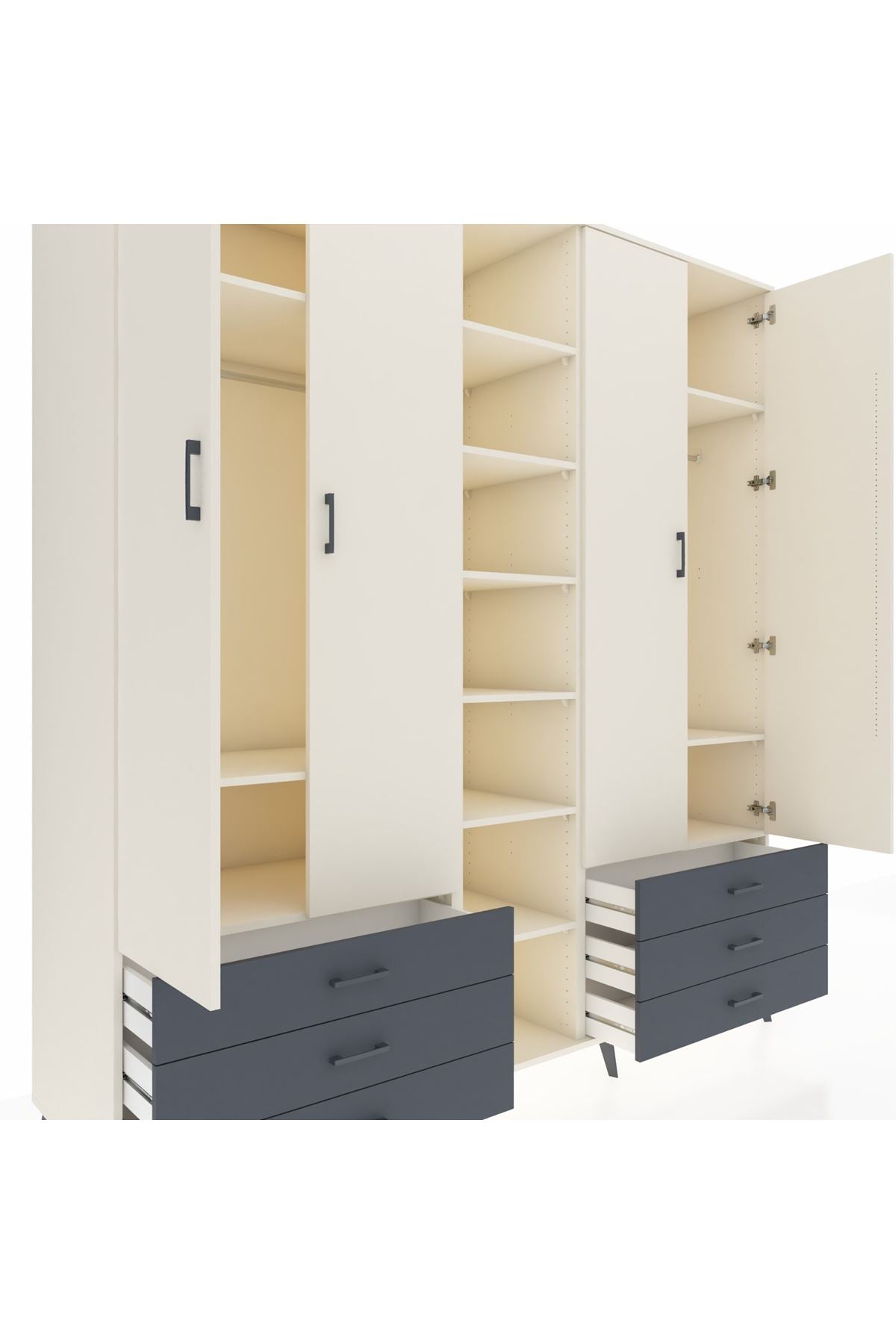 Kronos Dolap 13 Raflı 6 Çekmeceli 2 Askılı 220x59x243 - S784M002V05C