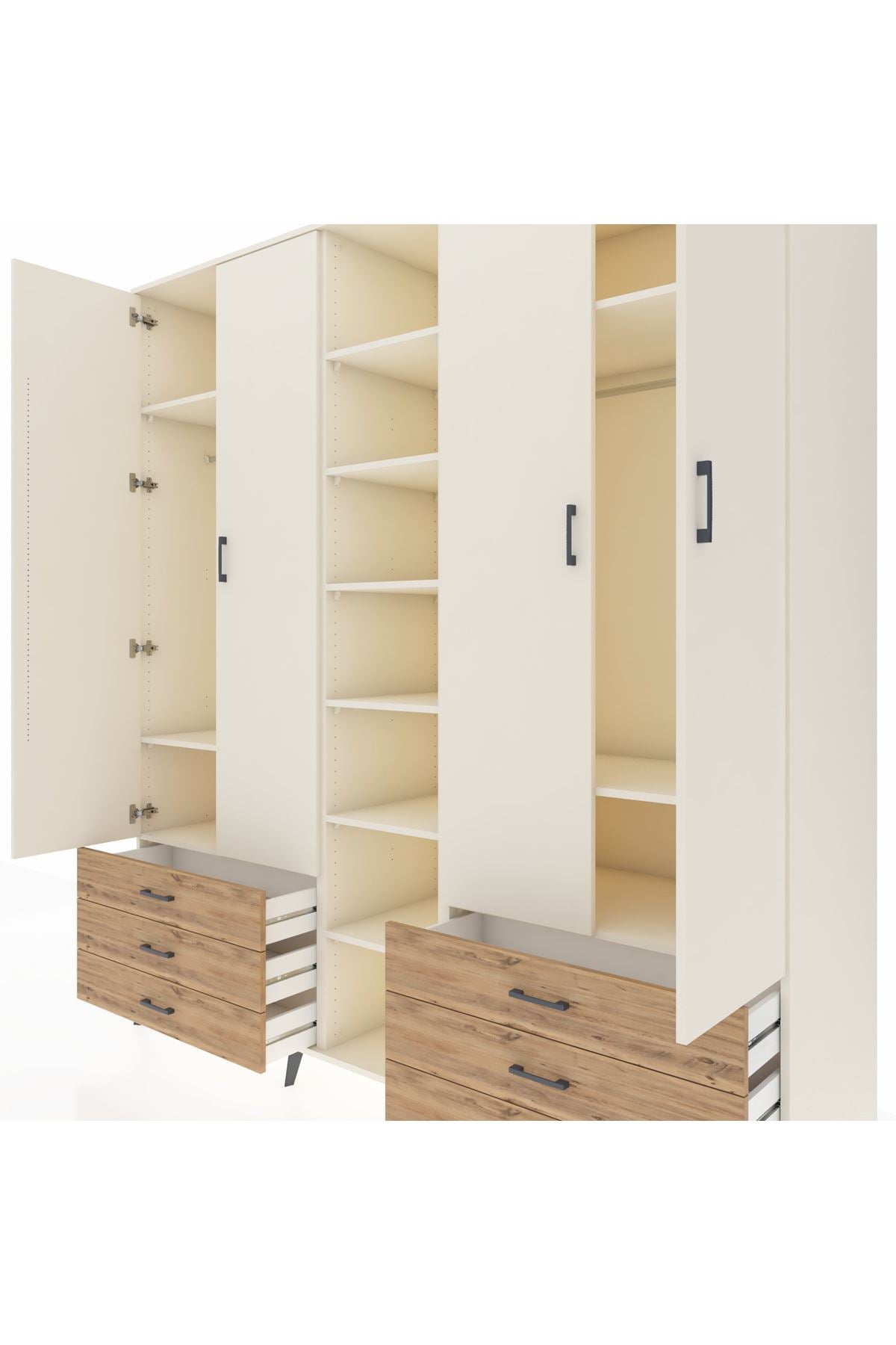 Kronos Dolap 13 Raflı 6 Çekmeceli 2 Askılı 220x59x243 - S784M002V06C