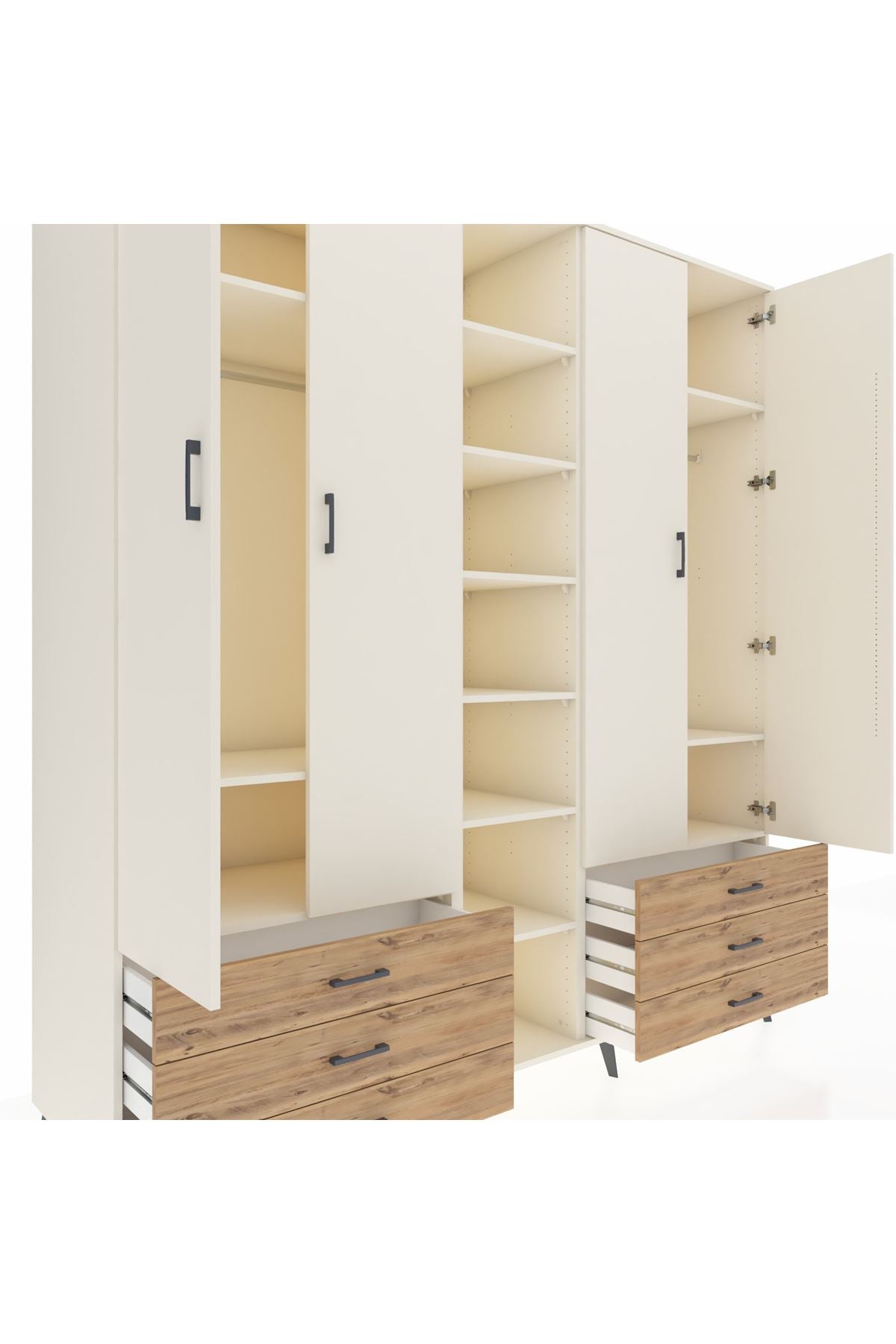 Kronos Dolap 13 Raflı 6 Çekmeceli 2 Askılı 220x59x243 - S784M002V06C