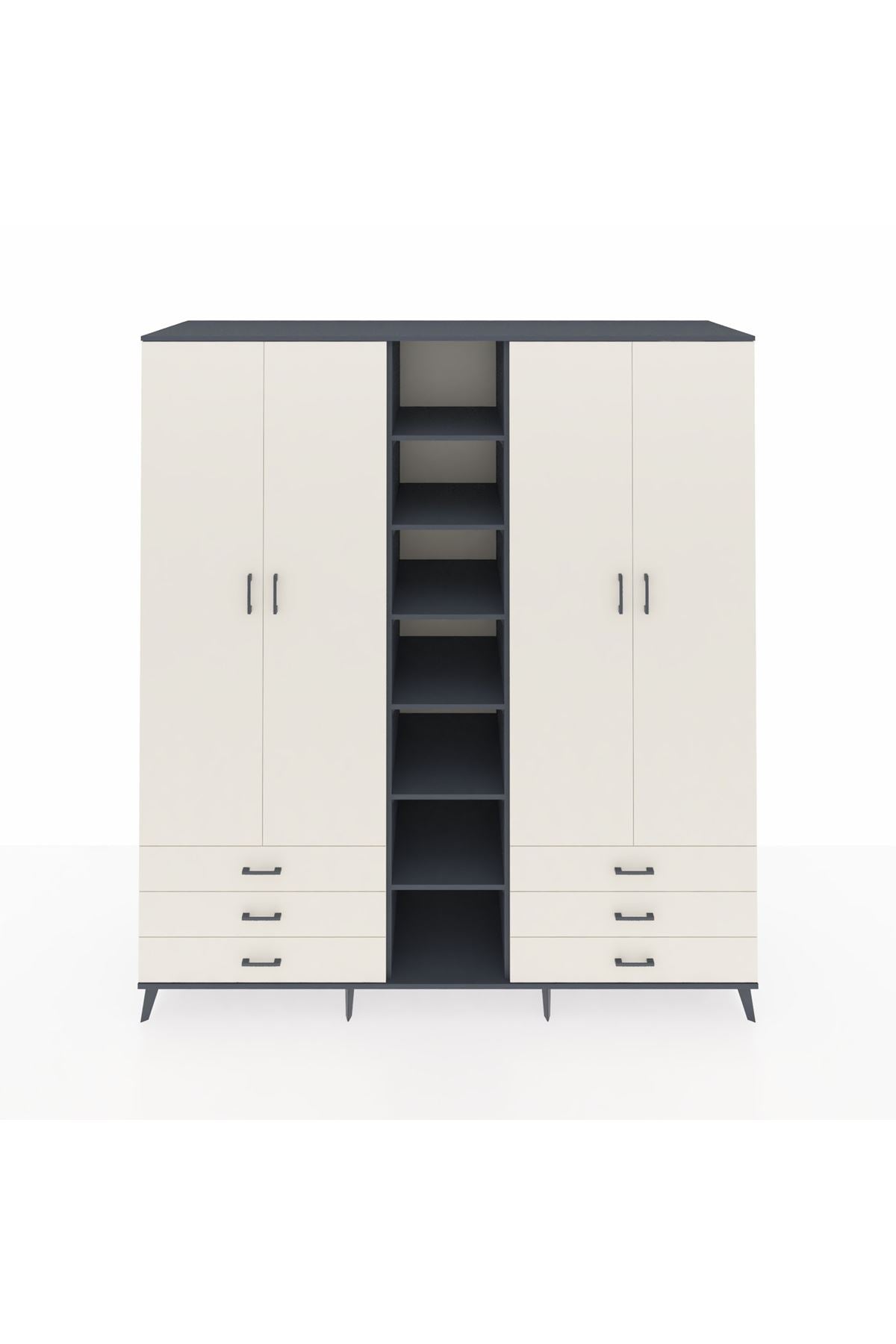 Kronos Dolap 13 Raflı 6 Çekmeceli 2 Askılı 220x59x243 - S784M002V13C