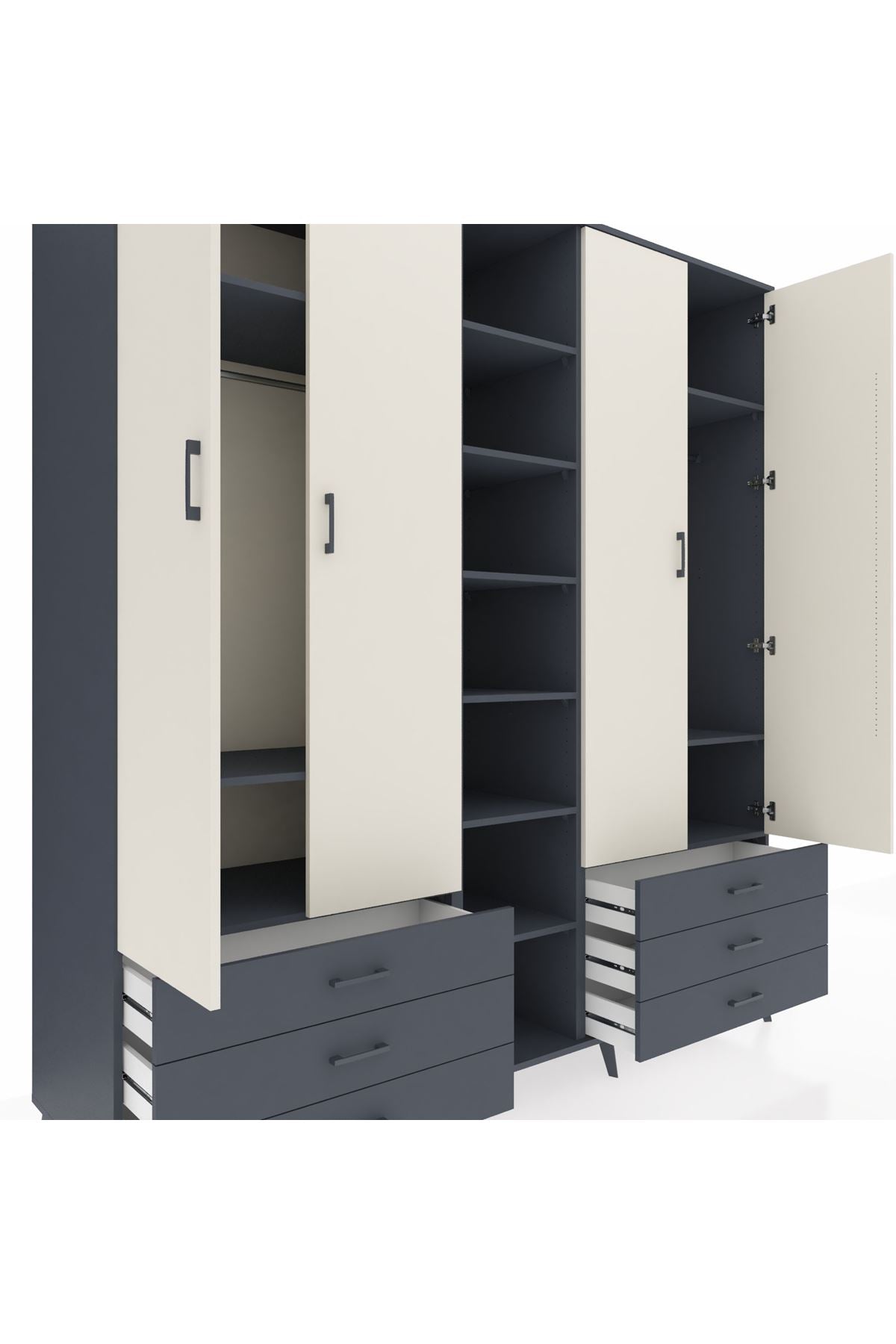 Kronos Dolap 13 Raflı 6 Çekmeceli 2 Askılı 220x59x243 - S784M002V14C