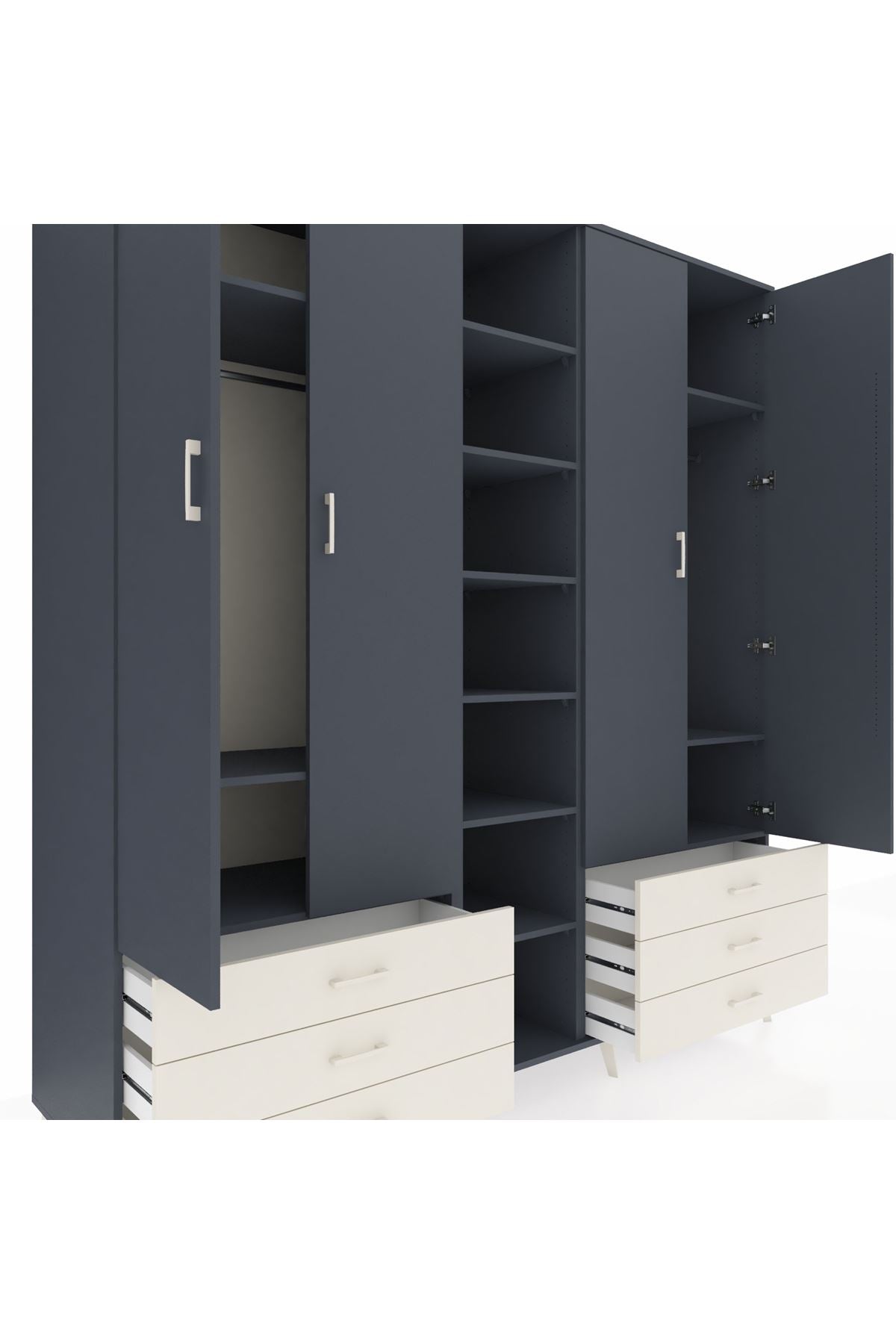 Kronos Dolap 13 Raflı 6 Çekmeceli 2 Askılı 220x59x243 - S784M002V16C