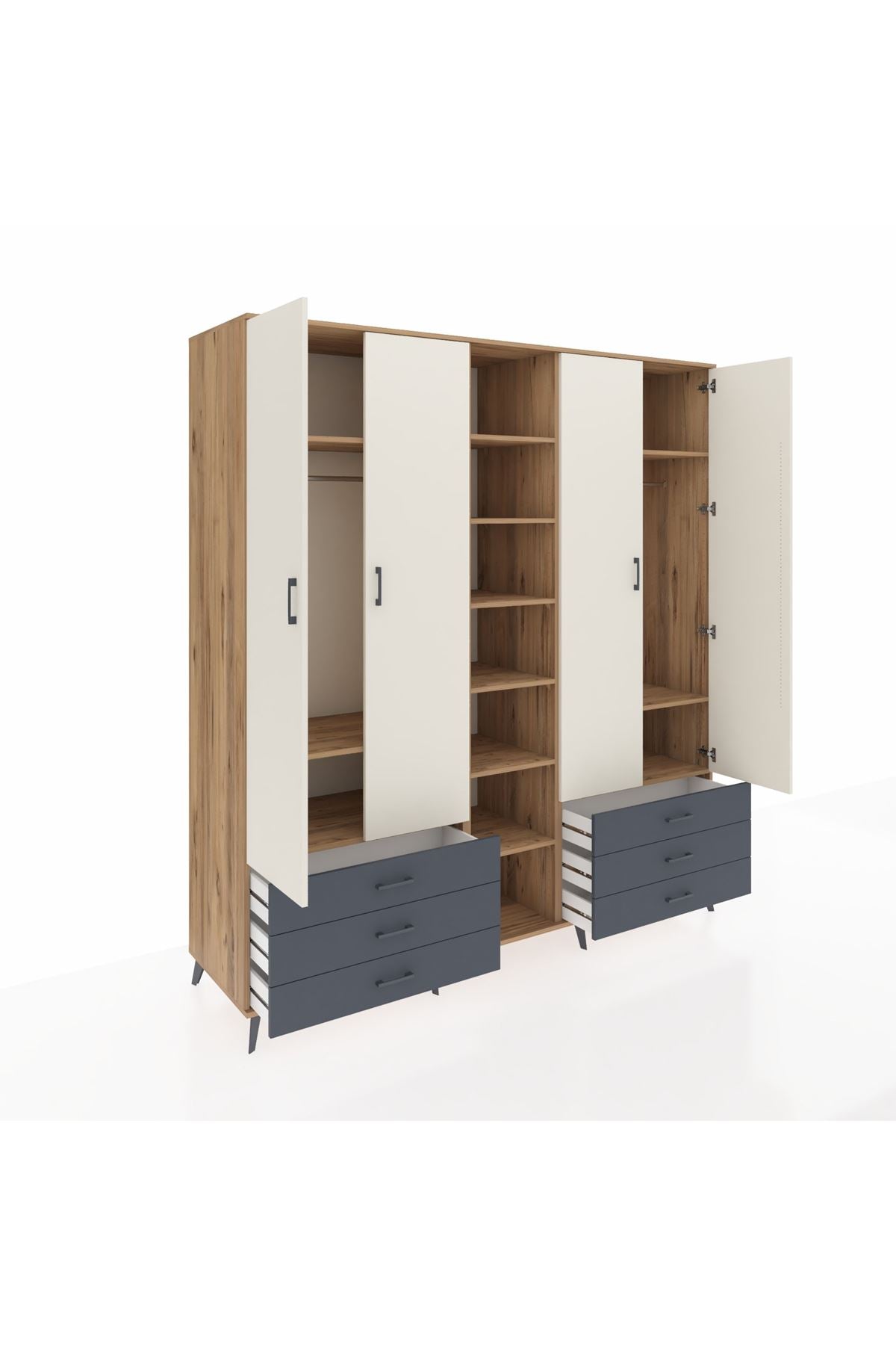 Kronos Dolap 13 Raflı 6 Çekmeceli 2 Askılı 220x59x243 - S784M002V23C