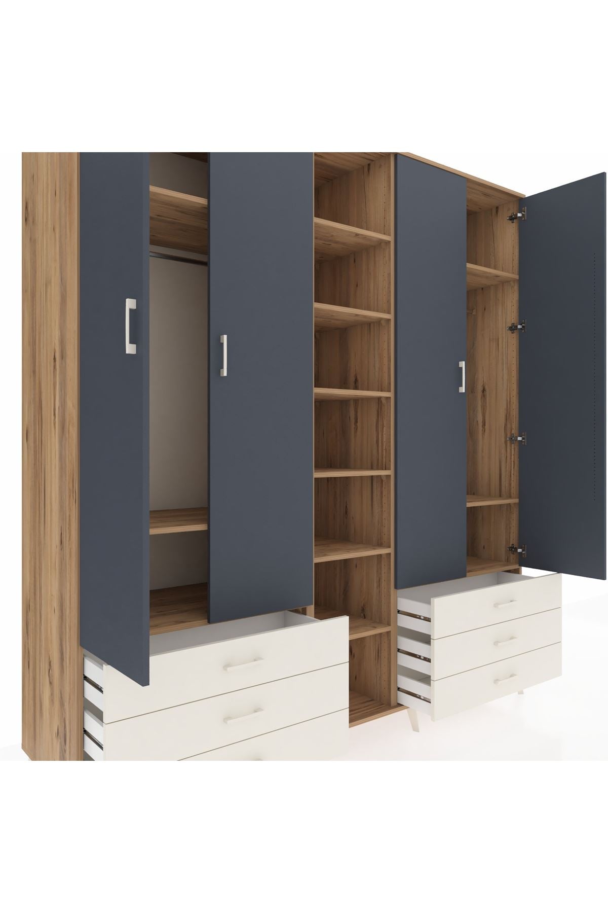 Kronos Dolap 13 Raflı 6 Çekmeceli 2 Askılı 220x59x243 - S784M002V25C