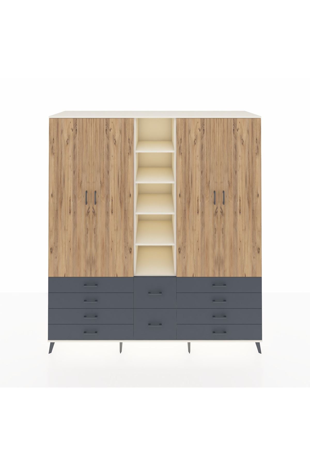 Kronos Dolap 9 Raflı 10 Çekmeceli 2 Askılı 220x59x243 - S784M003V02C