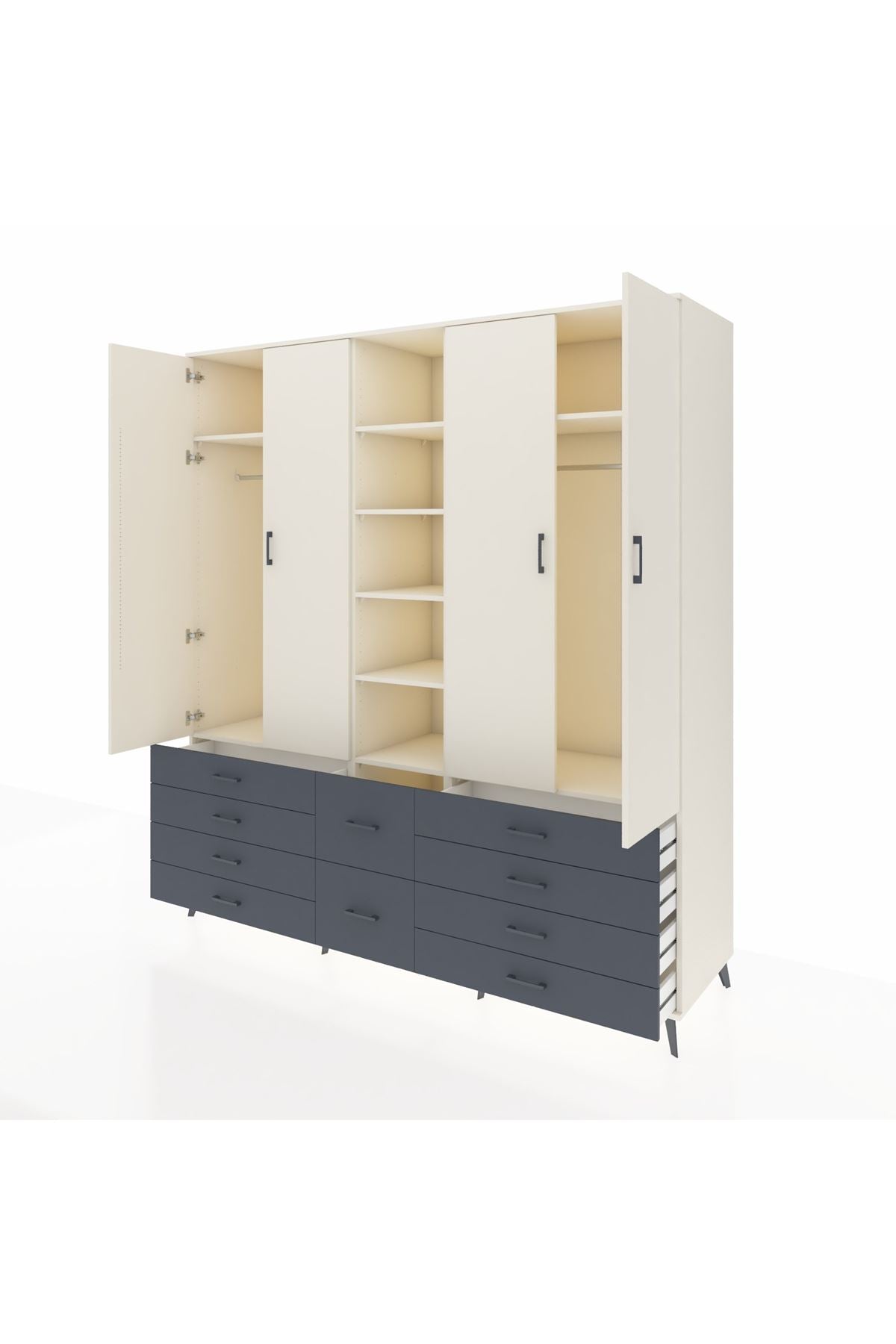 Kronos Dolap 9 Raflı 10 Çekmeceli 2 Askılı 220x59x243 - S784M003V05C