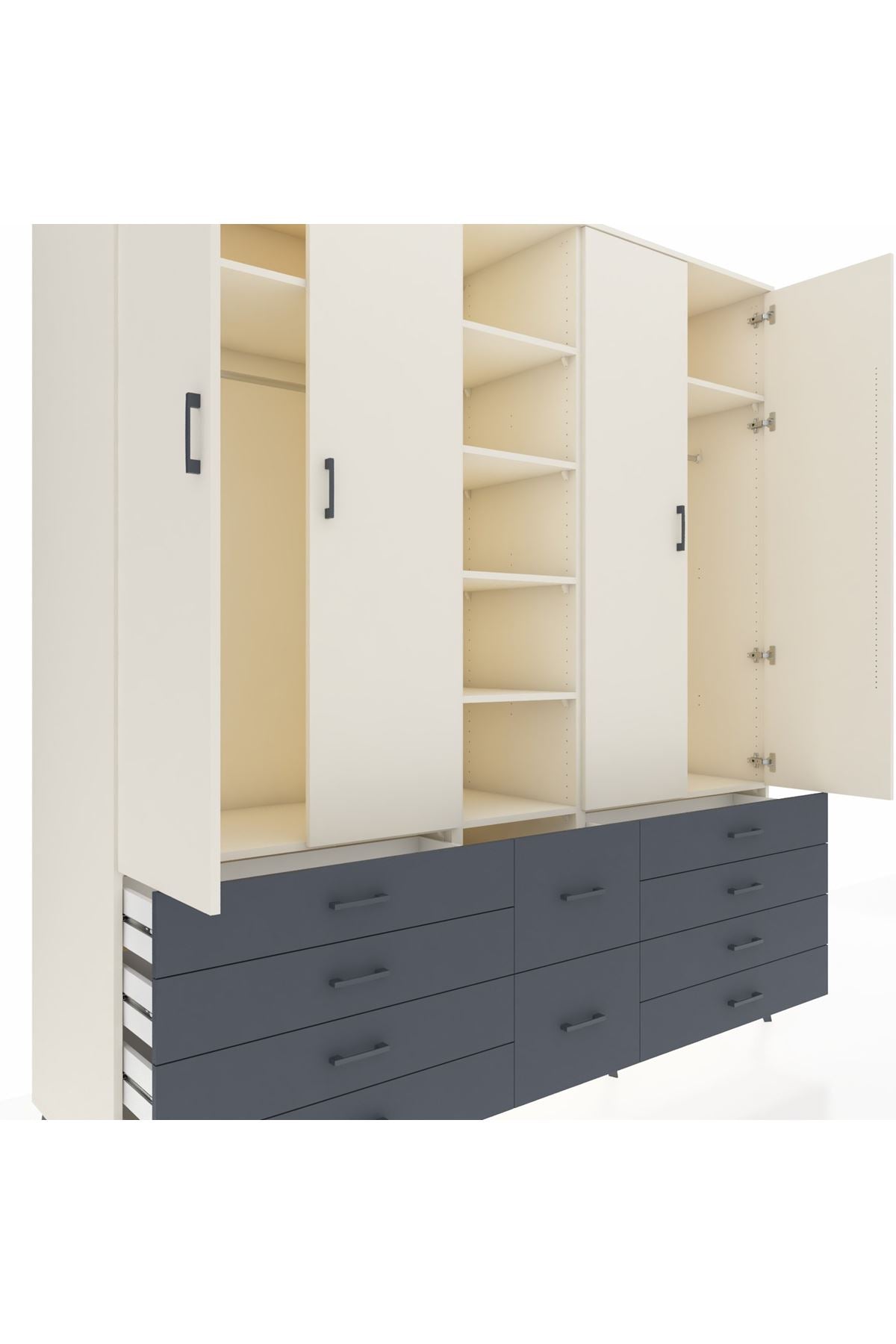 Kronos Dolap 9 Raflı 10 Çekmeceli 2 Askılı 220x59x243 - S784M003V05C